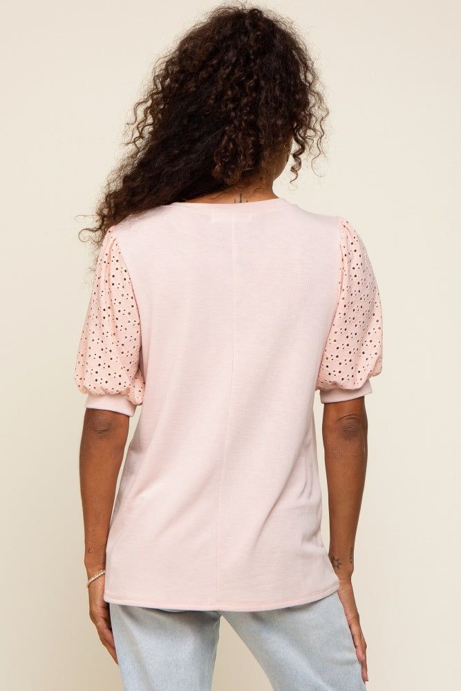 Light Pink Eyelet Lace Sleeve Top sold by Pinkblush product image thumbnail 3