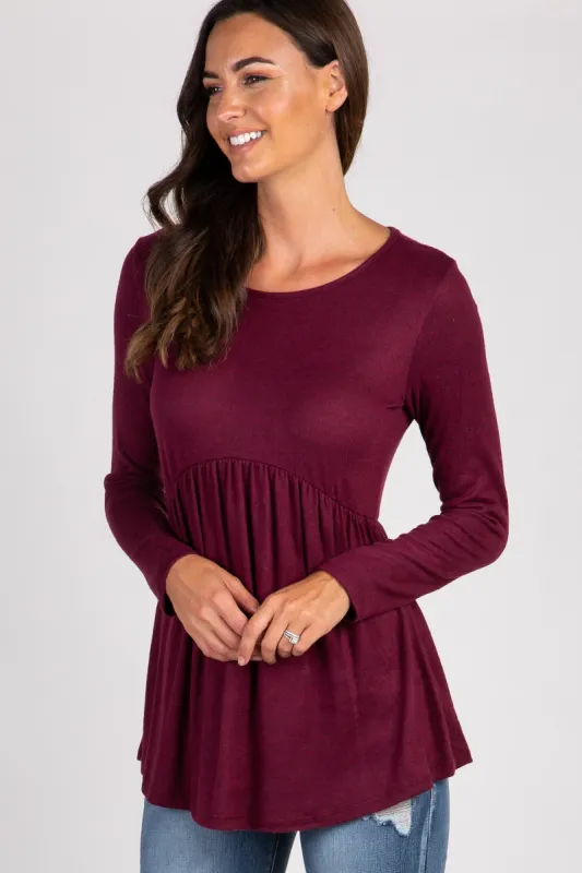 PinkBlush Burgundy Soft Knit Peplum Top sold by Pinkblush