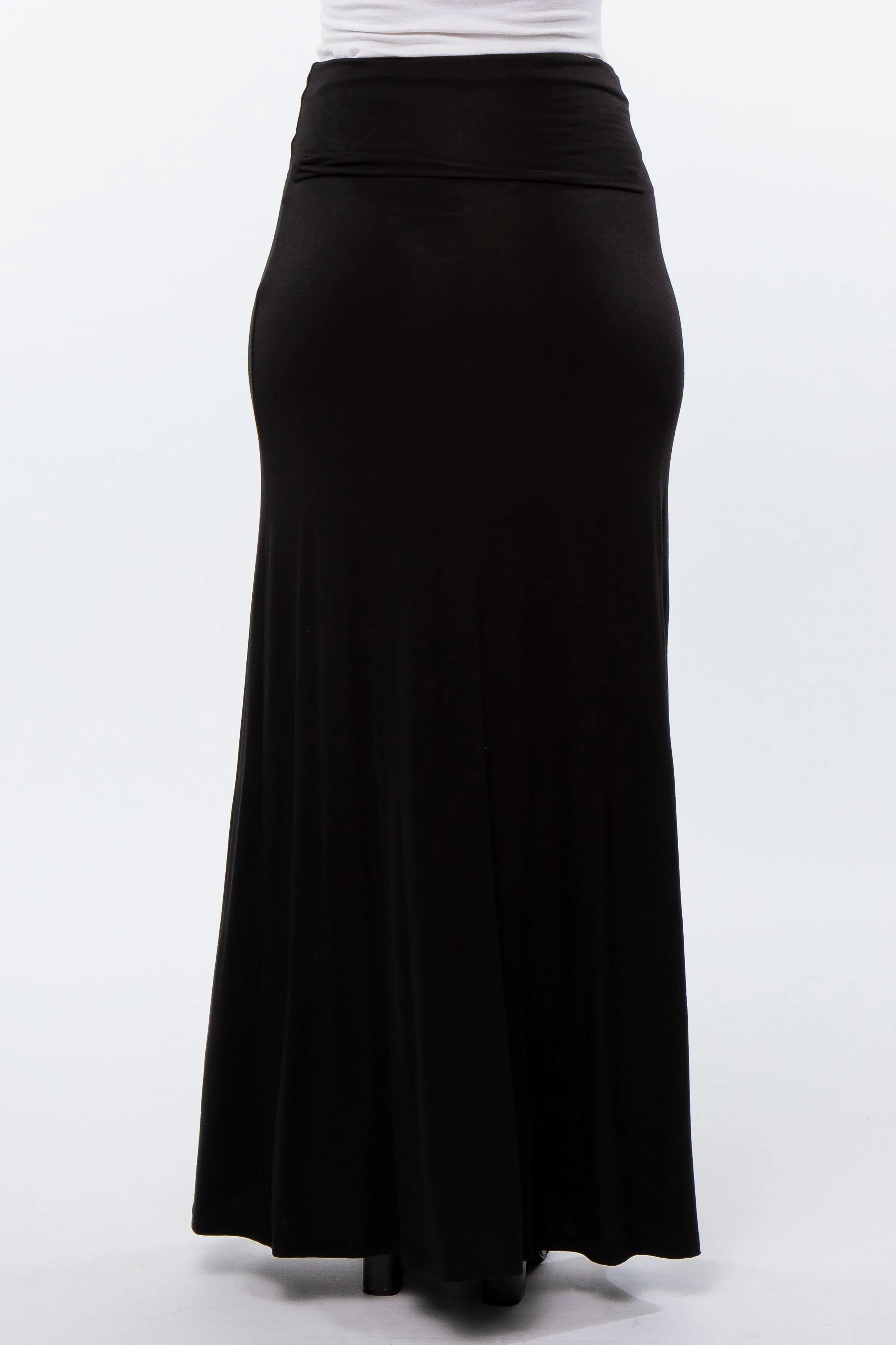 Black Foldover Side Slit Maxi Skirt sold by Pinkblush product image thumbnail 4