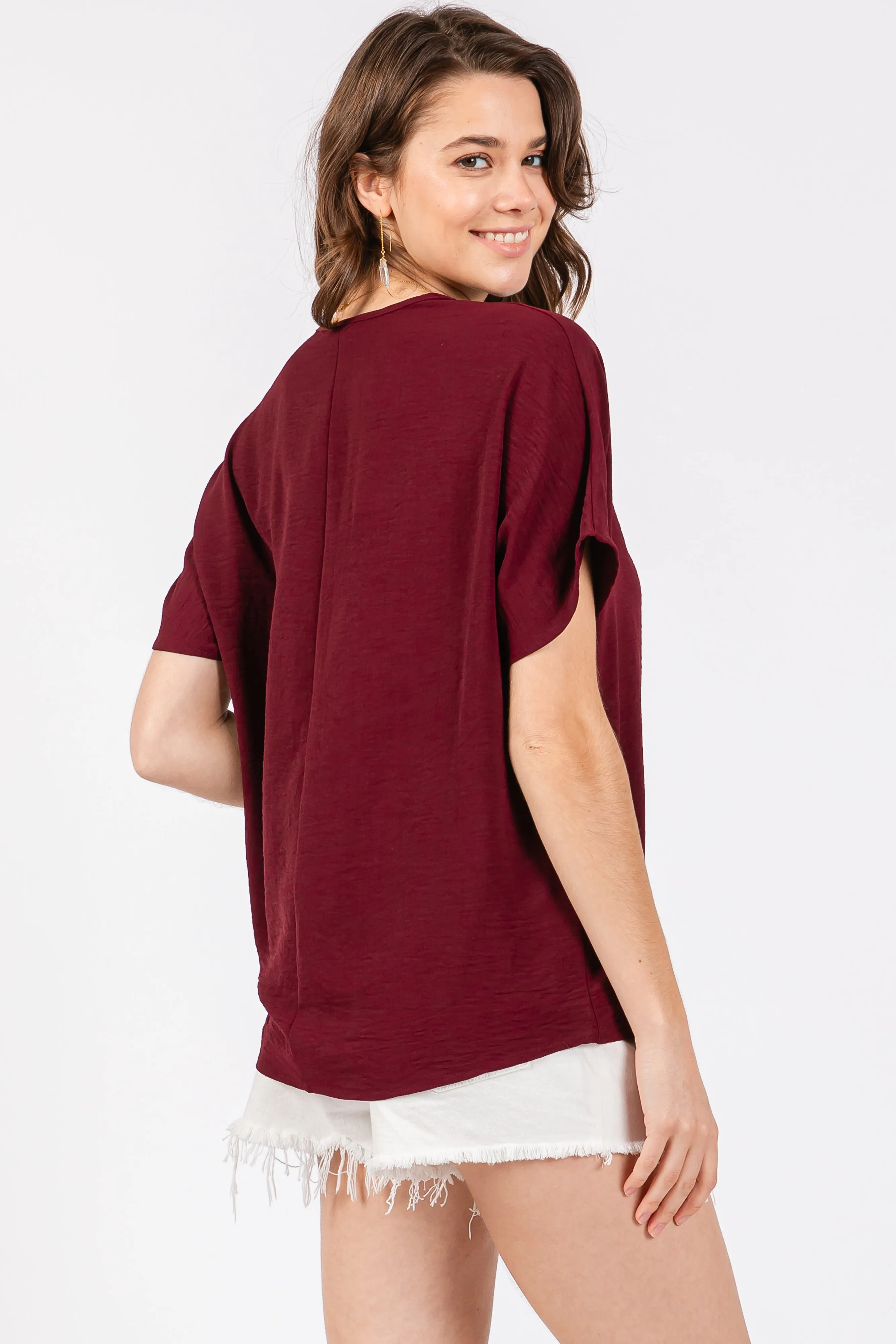 Merlot Short Sleeve Blouse sold by Pinkblush product image thumbnail 3