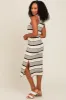 Ivory Striped Sleeveless Midi Dress sold by Pinkblush