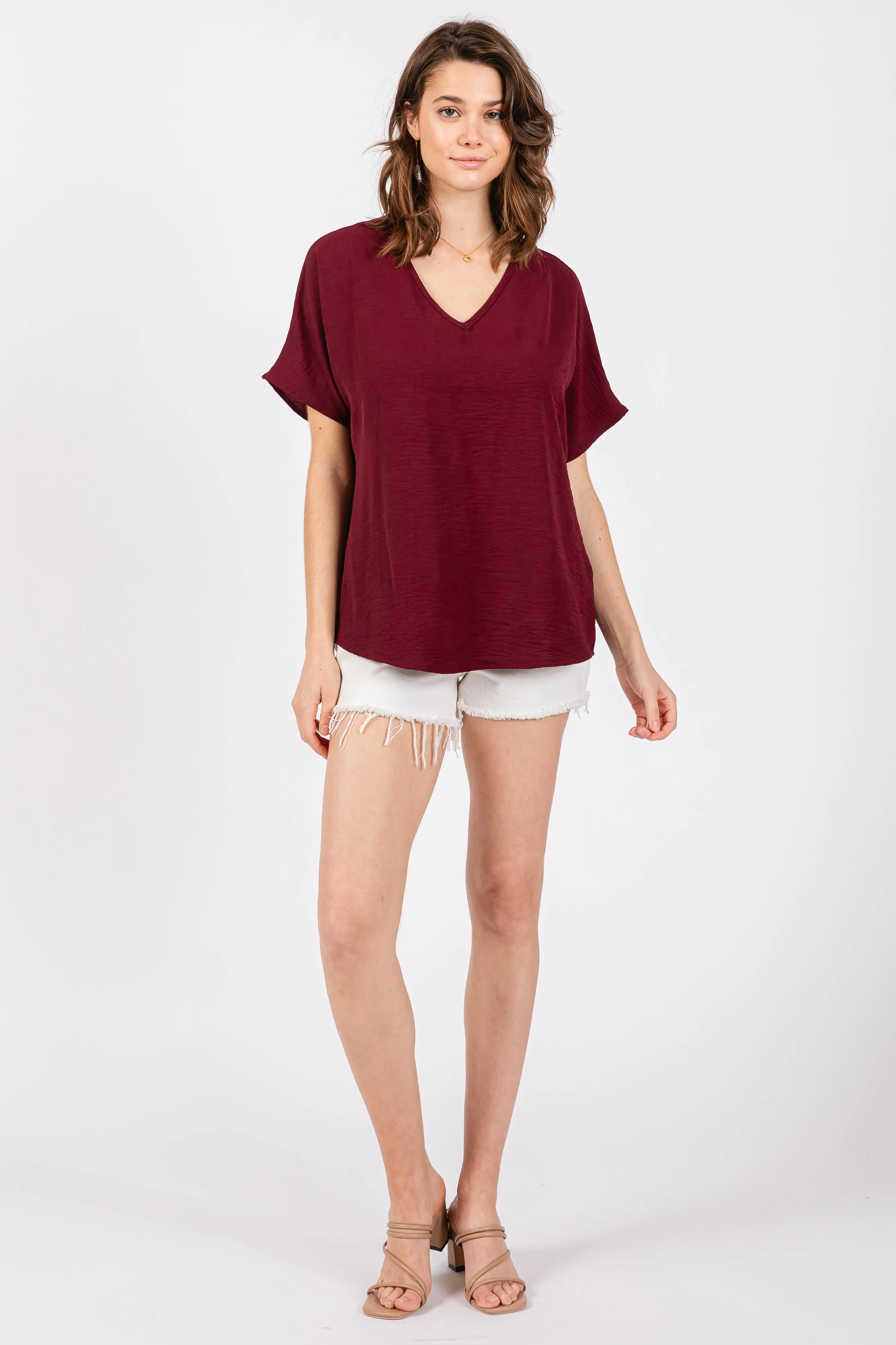 Merlot Short Sleeve Blouse sold by Pinkblush product image thumbnail 4