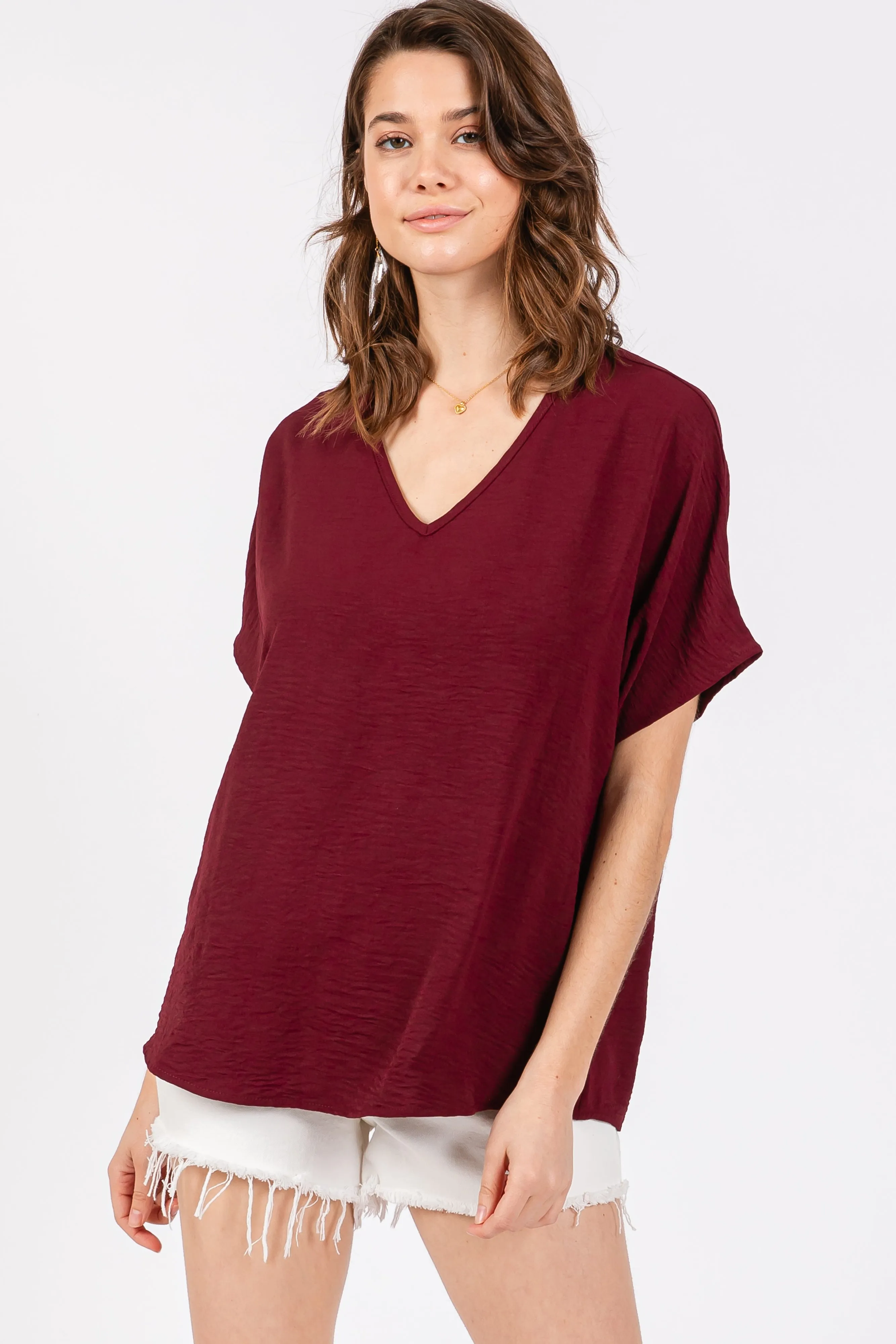 Merlot Short Sleeve Blouse sold by Pinkblush