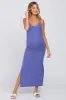 Violet Ribbed Side Slit Maternity Maxi Dress sold by Pinkblush