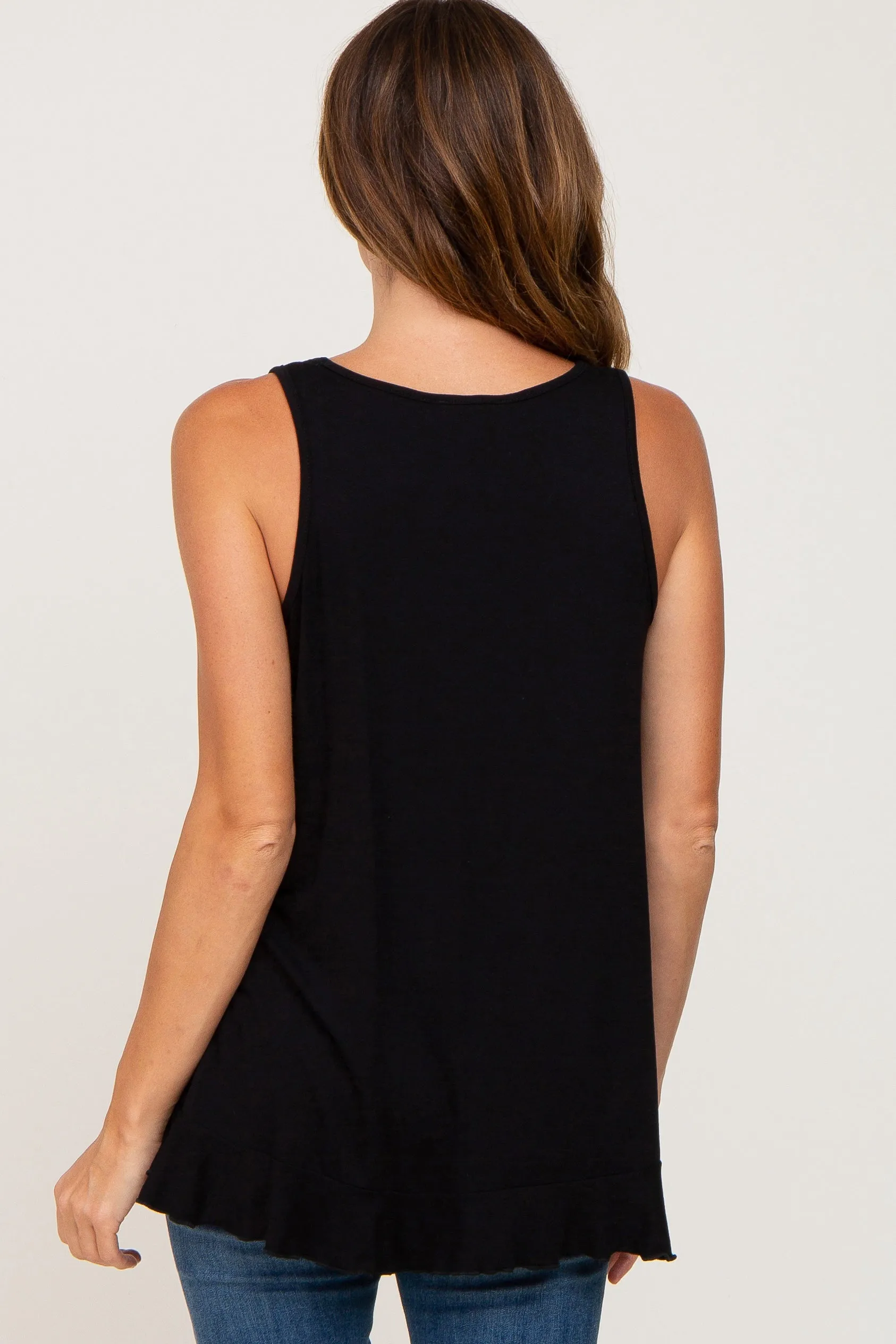 Black Ruffle Hem Tank Top sold by Pinkblush product image thumbnail 3