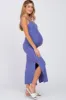 Violet Ribbed Side Slit Maternity Maxi Dress sold by Pinkblush