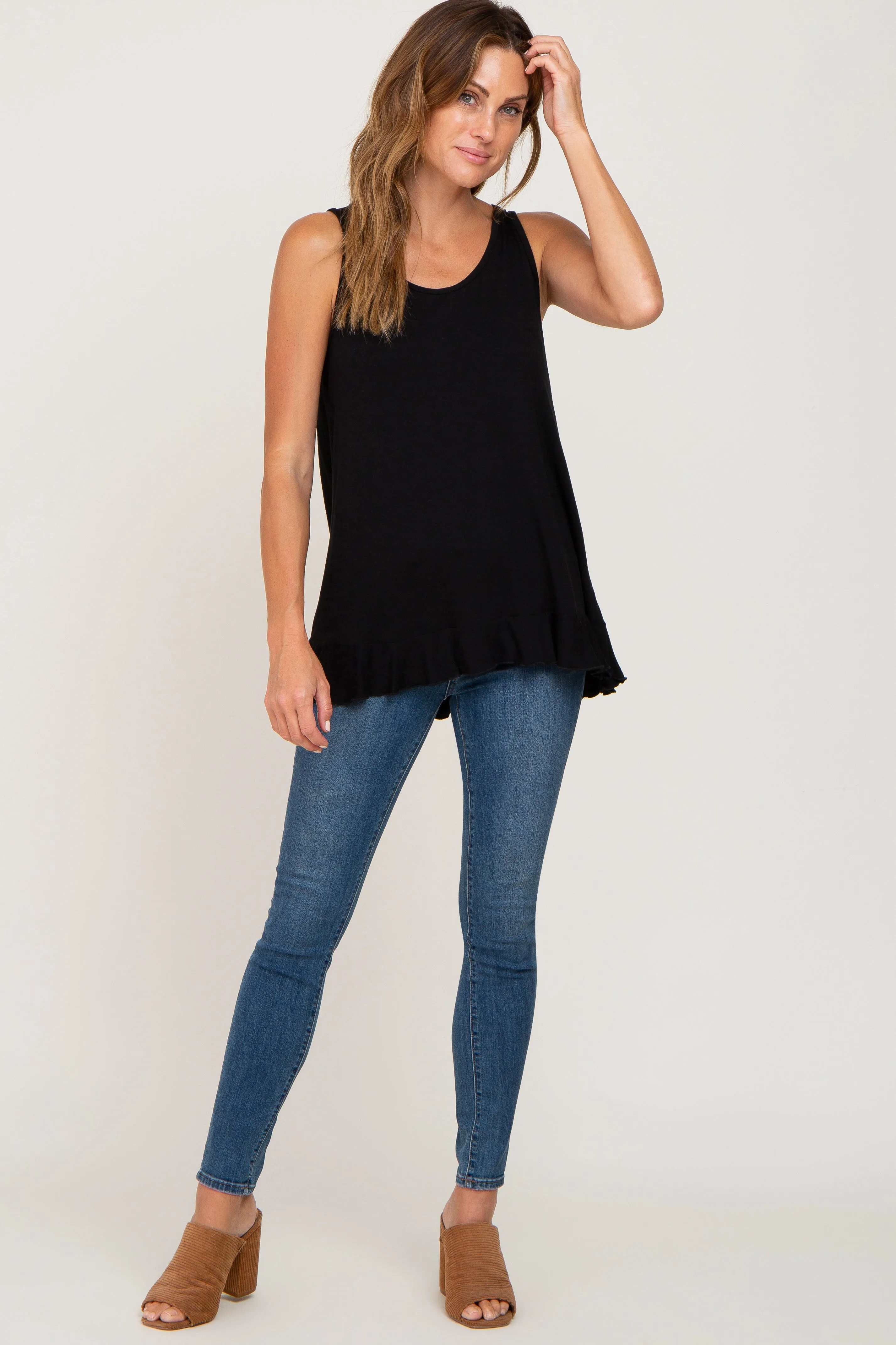 Black Ruffle Hem Tank Top sold by Pinkblush product image thumbnail 4
