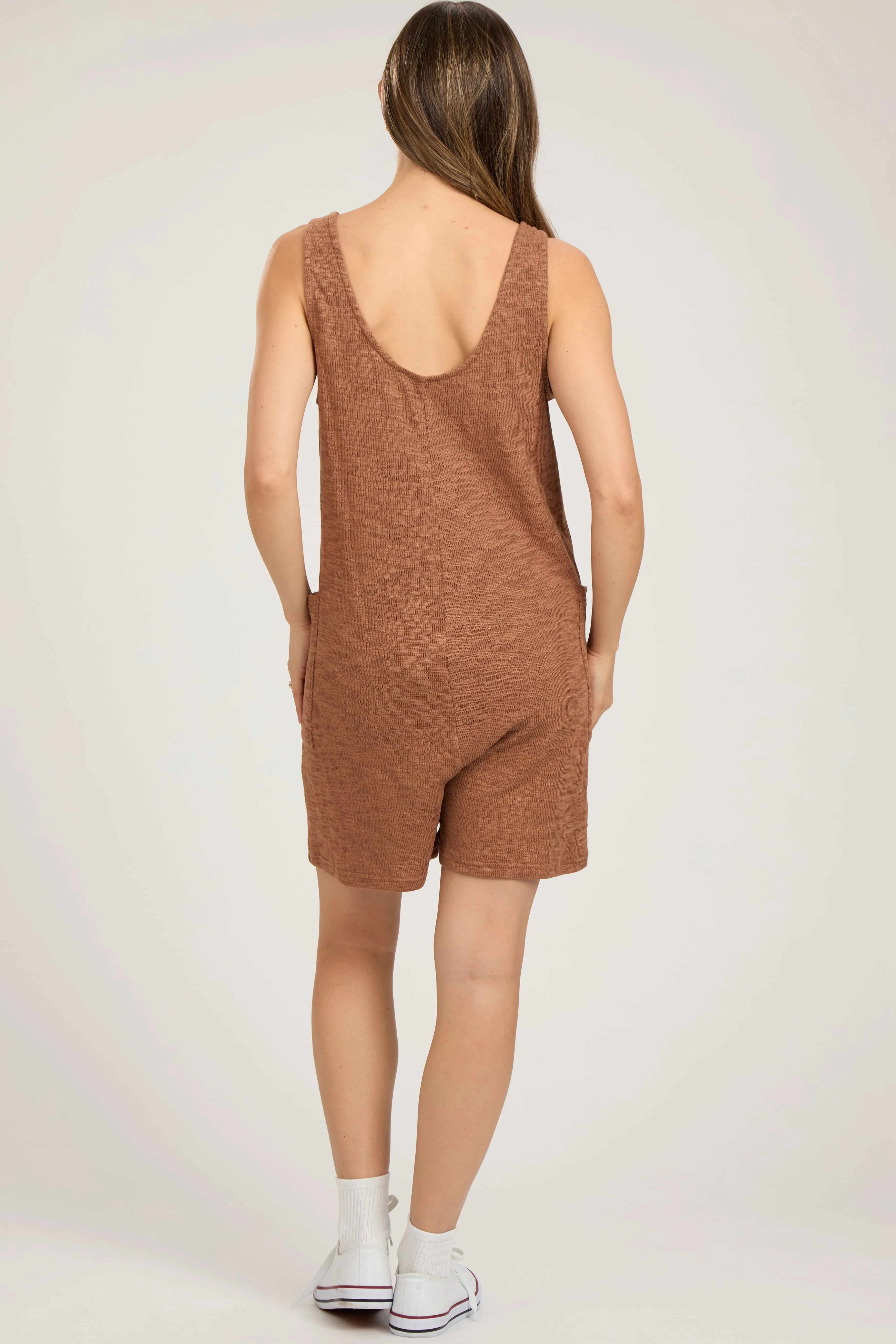 Camel Oversized Knit Maternity Romper sold by Pinkblush product image thumbnail 3