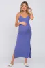 Violet Ribbed Side Slit Maternity Maxi Dress sold by Pinkblush