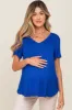 Blue V-Neck Maternity Tee sold by Pinkblush