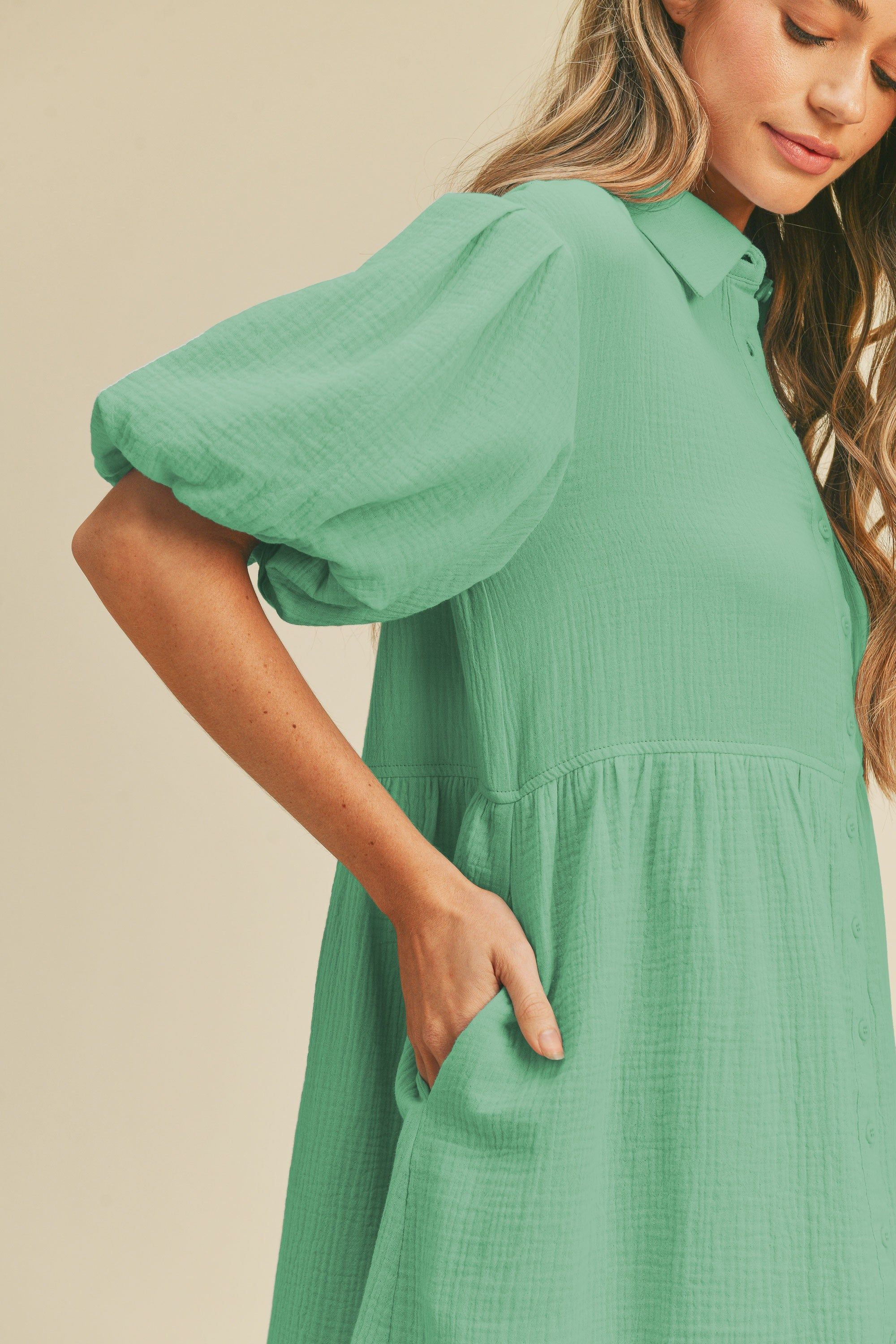 Minty Collared Button Up Dress sold by Pinkblush product image thumbnail 3