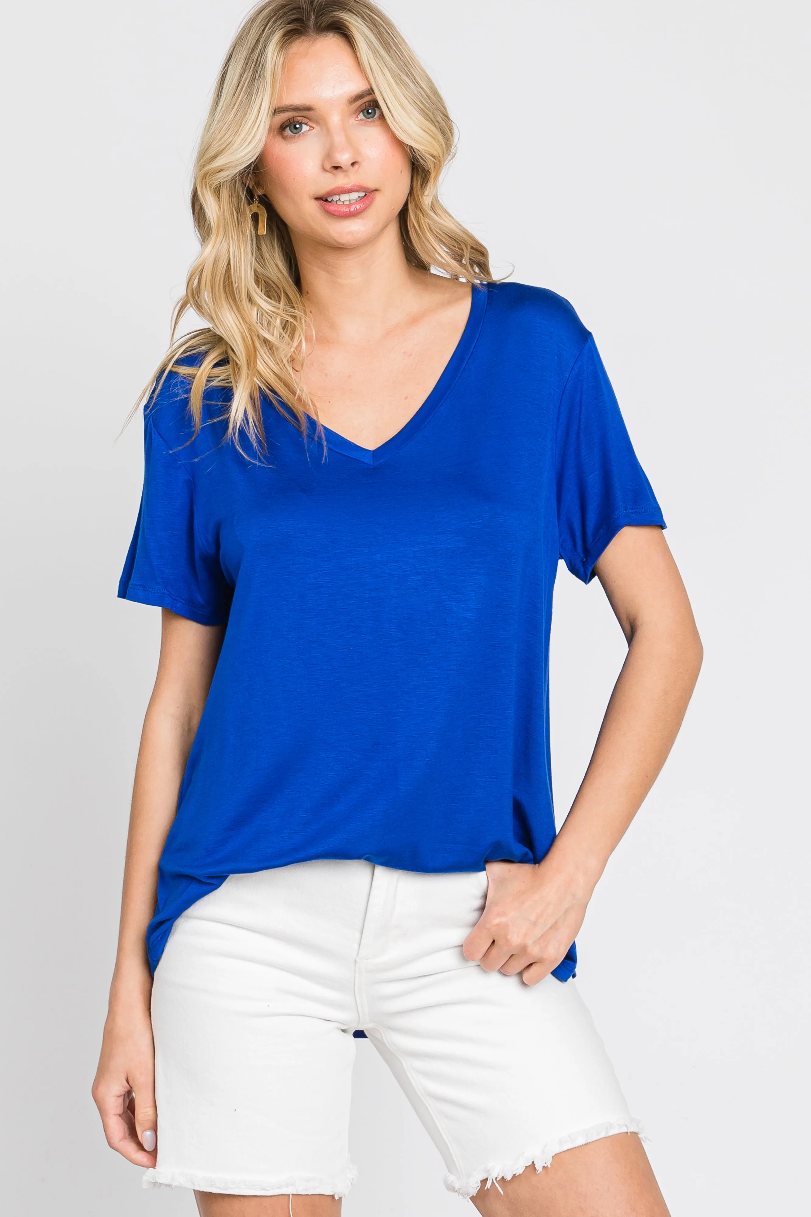 Blue V-Neck Maternity Tee sold by Pinkblush product image thumbnail 5