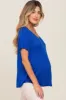 Blue V-Neck Maternity Tee sold by Pinkblush