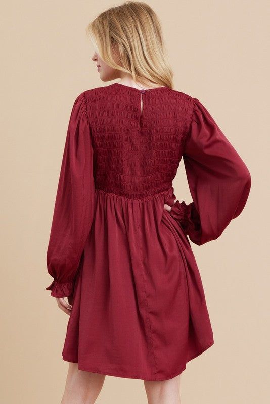 Burgundy Solid Baby Doll Dress sold by Pinkblush product image thumbnail 2