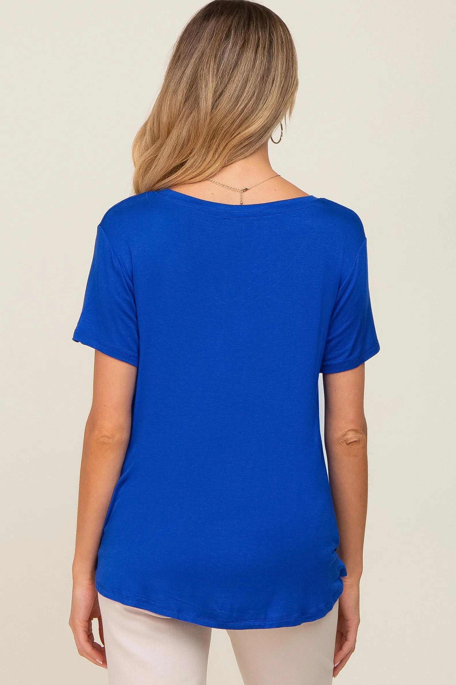 Blue V-Neck Maternity Tee sold by Pinkblush product image thumbnail 3