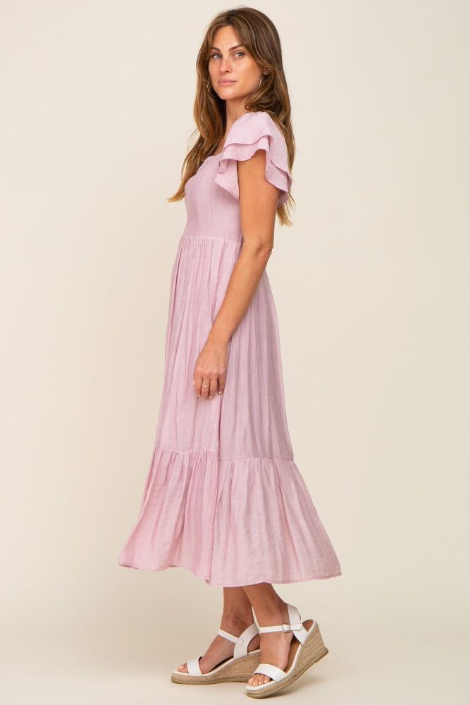 Mauve Flutter Sleeve Midi Dress sold by Pinkblush product image thumbnail 2