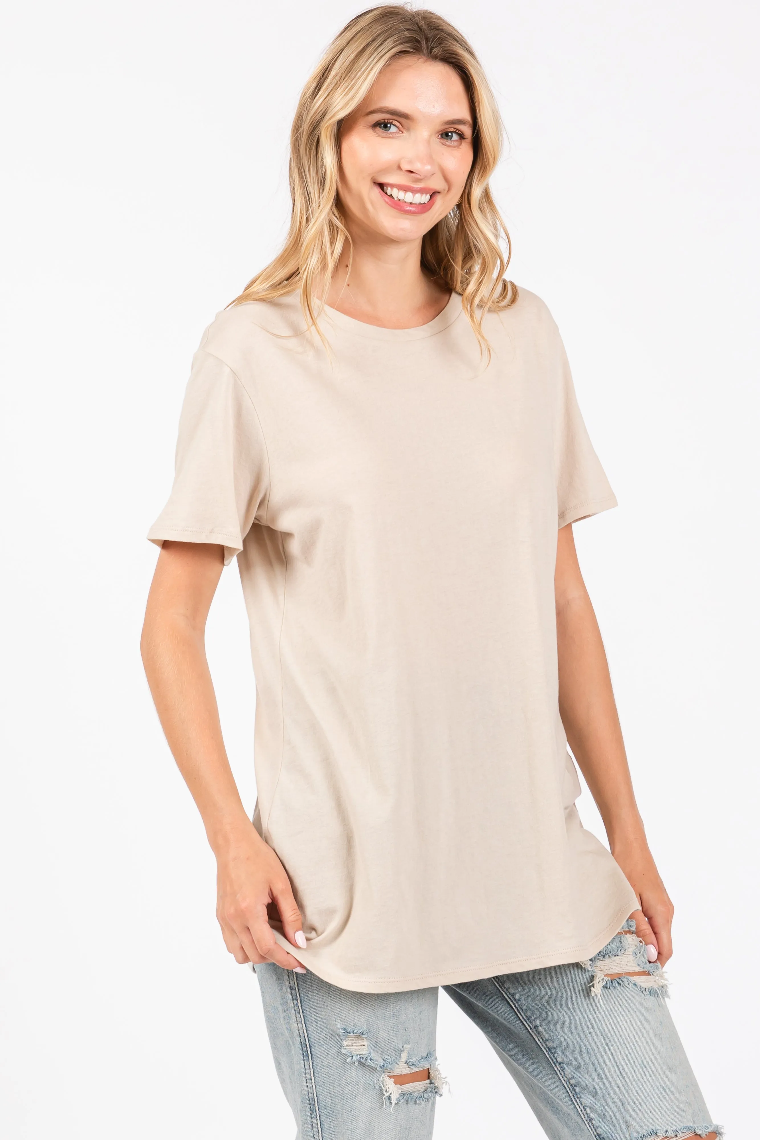 Beige Basic Tee sold by Pinkblush product image thumbnail 2