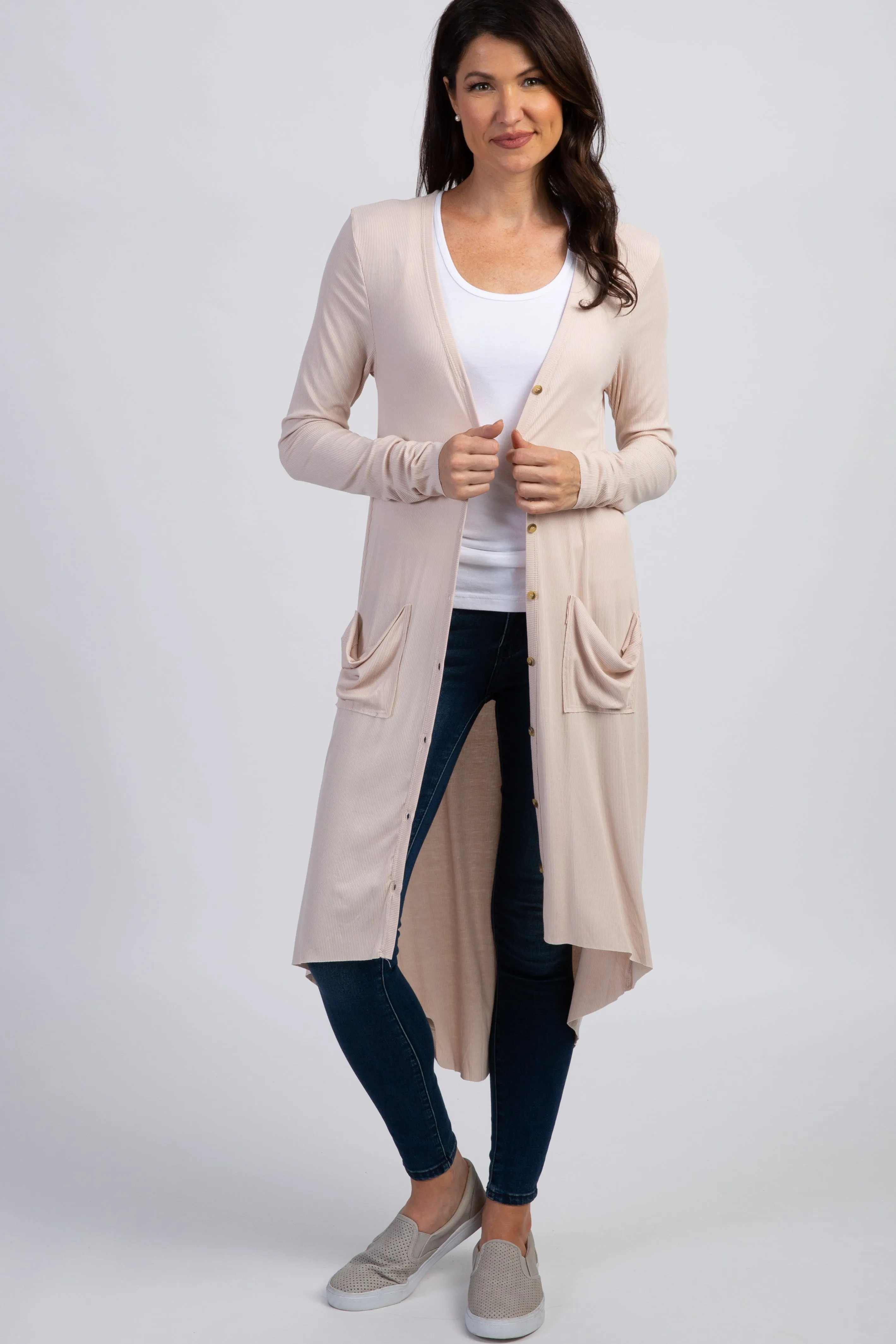 Cream Button Front Knit Maternity Cardigan sold by Pinkblush product image thumbnail 5