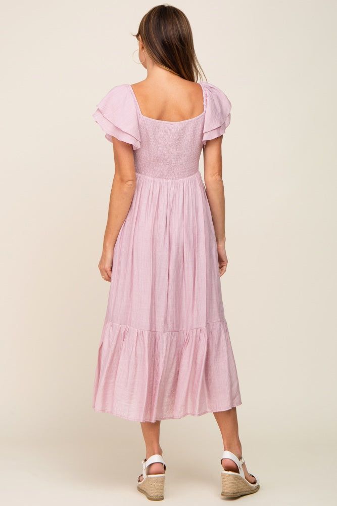Mauve Flutter Sleeve Midi Dress sold by Pinkblush product image thumbnail 3