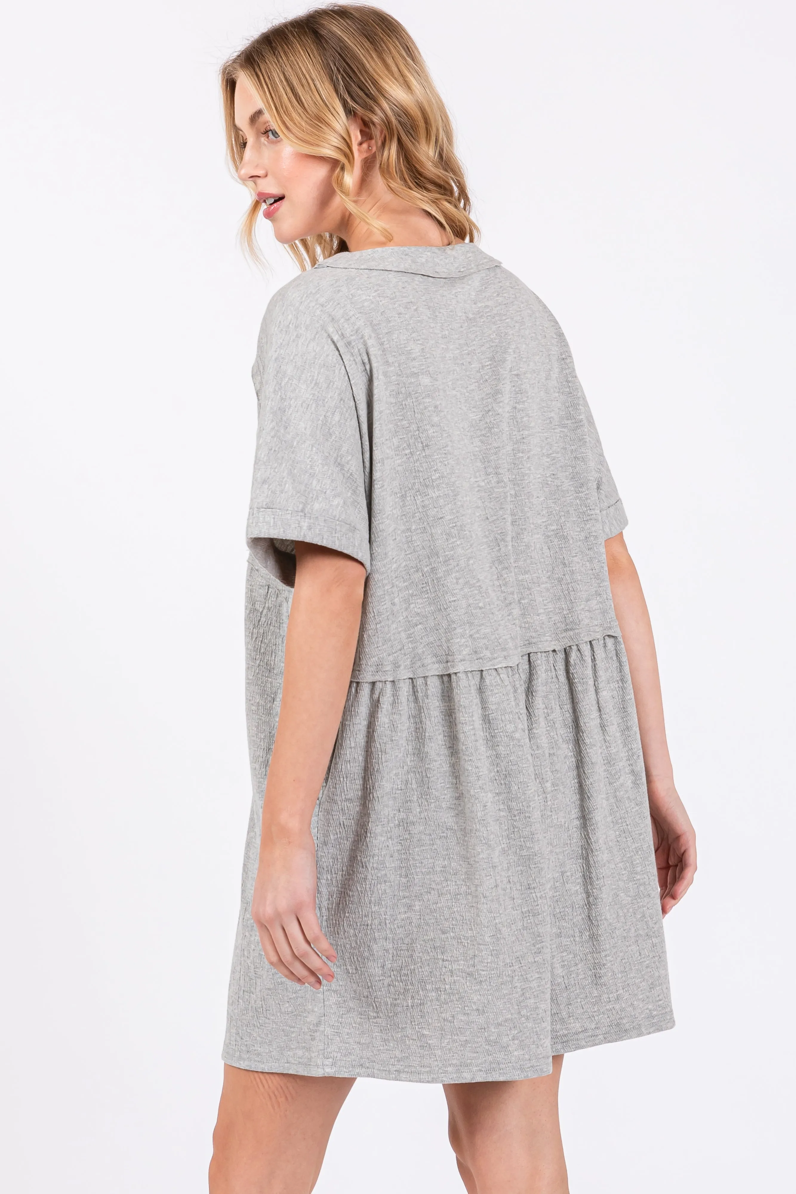 Heather Grey Button Down Romper sold by Pinkblush product image thumbnail 4