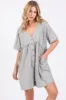 Heather Grey Button Down Romper sold by Pinkblush