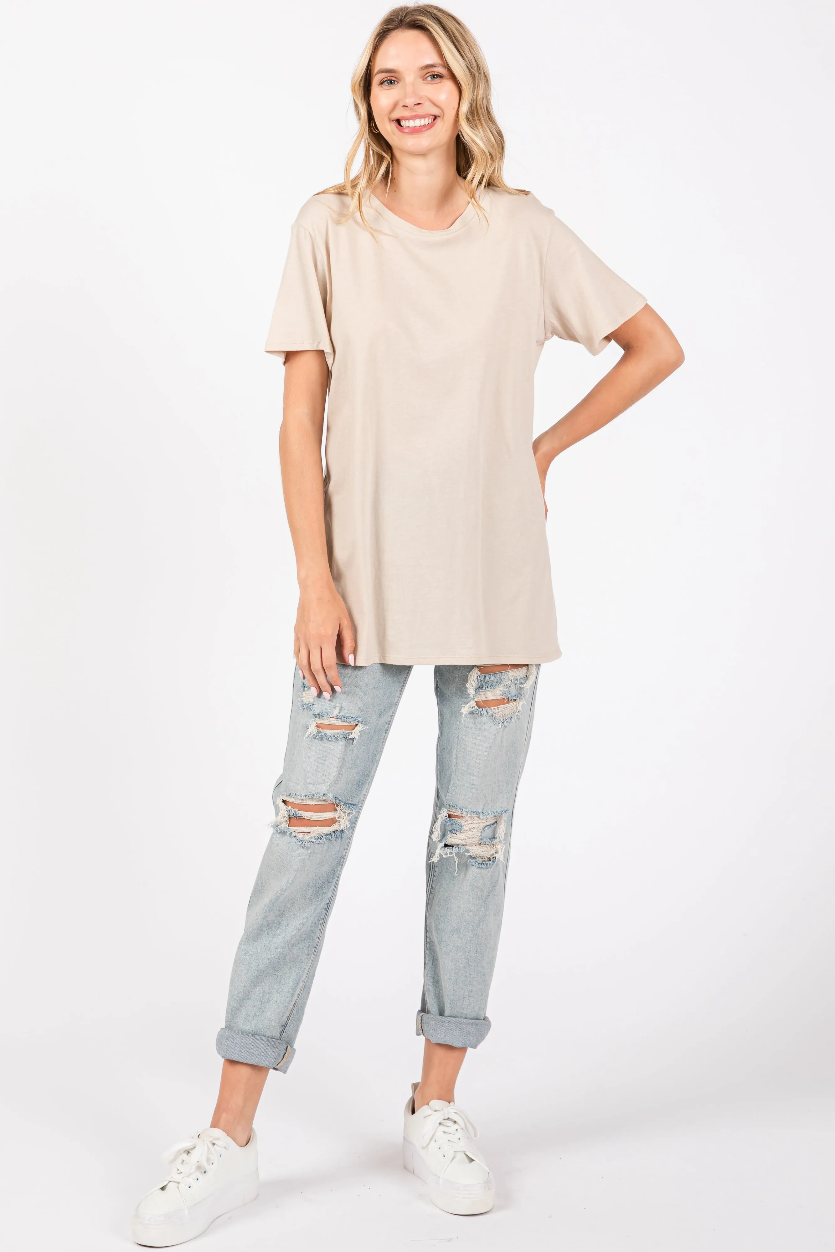 Beige Basic Tee sold by Pinkblush product image thumbnail 4