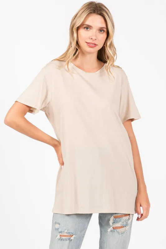 Beige Basic Tee sold by Pinkblush