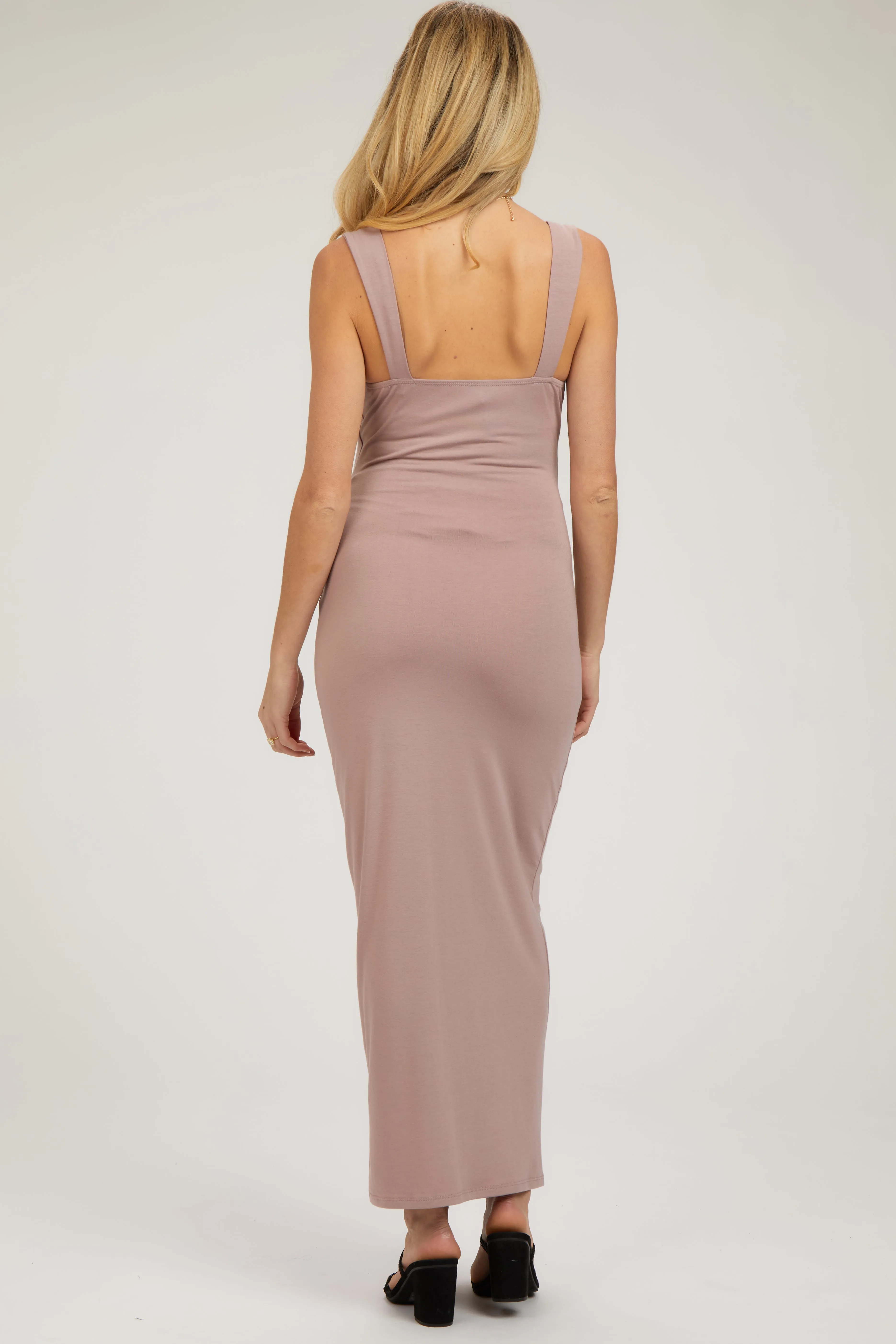 Mauve Cowl Neck Sleeveless Maternity Midi Dress sold by Pinkblush product image thumbnail 2