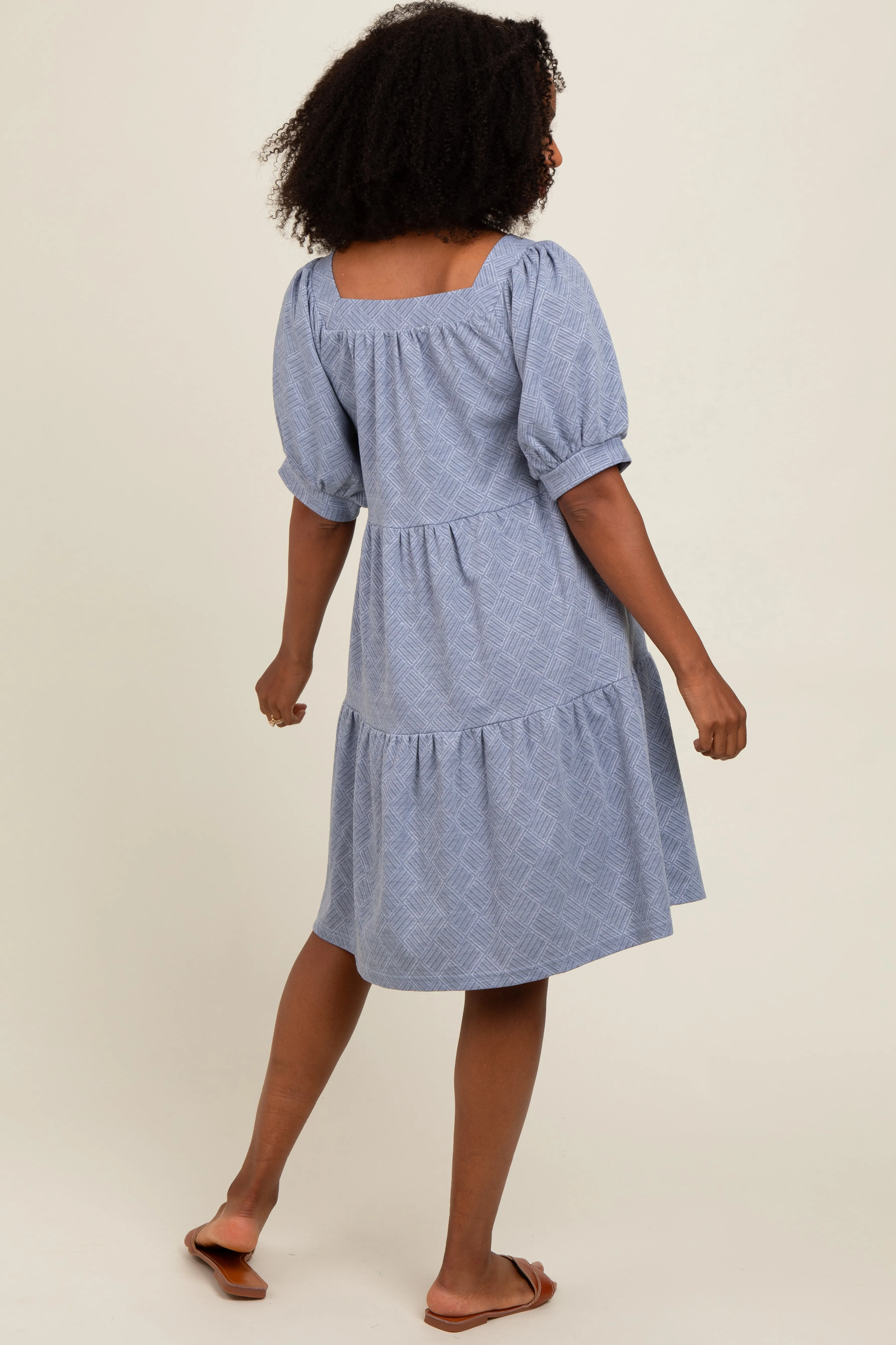 Blue Jacquard Tiered Dress sold by Pinkblush product image thumbnail 4