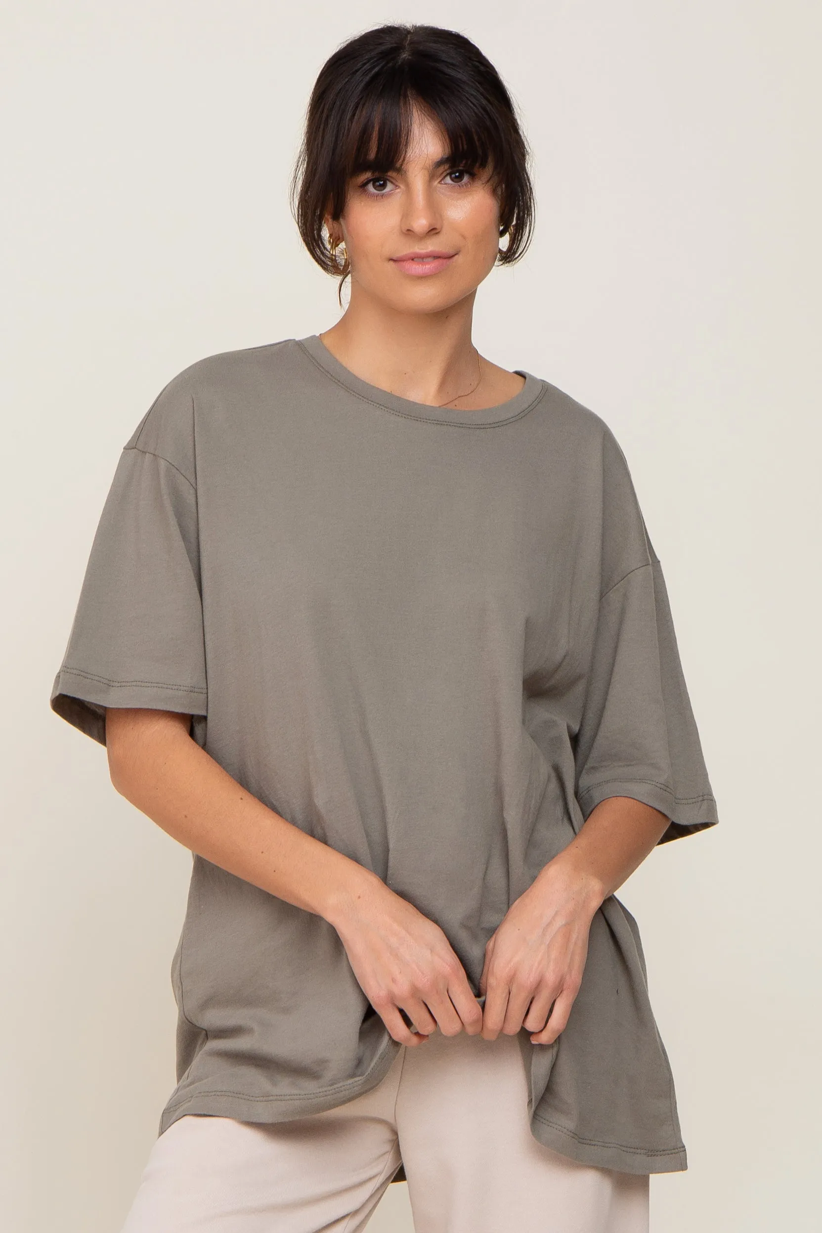 Olive Basic Oversized Tee sold by Pinkblush product image thumbnail 5