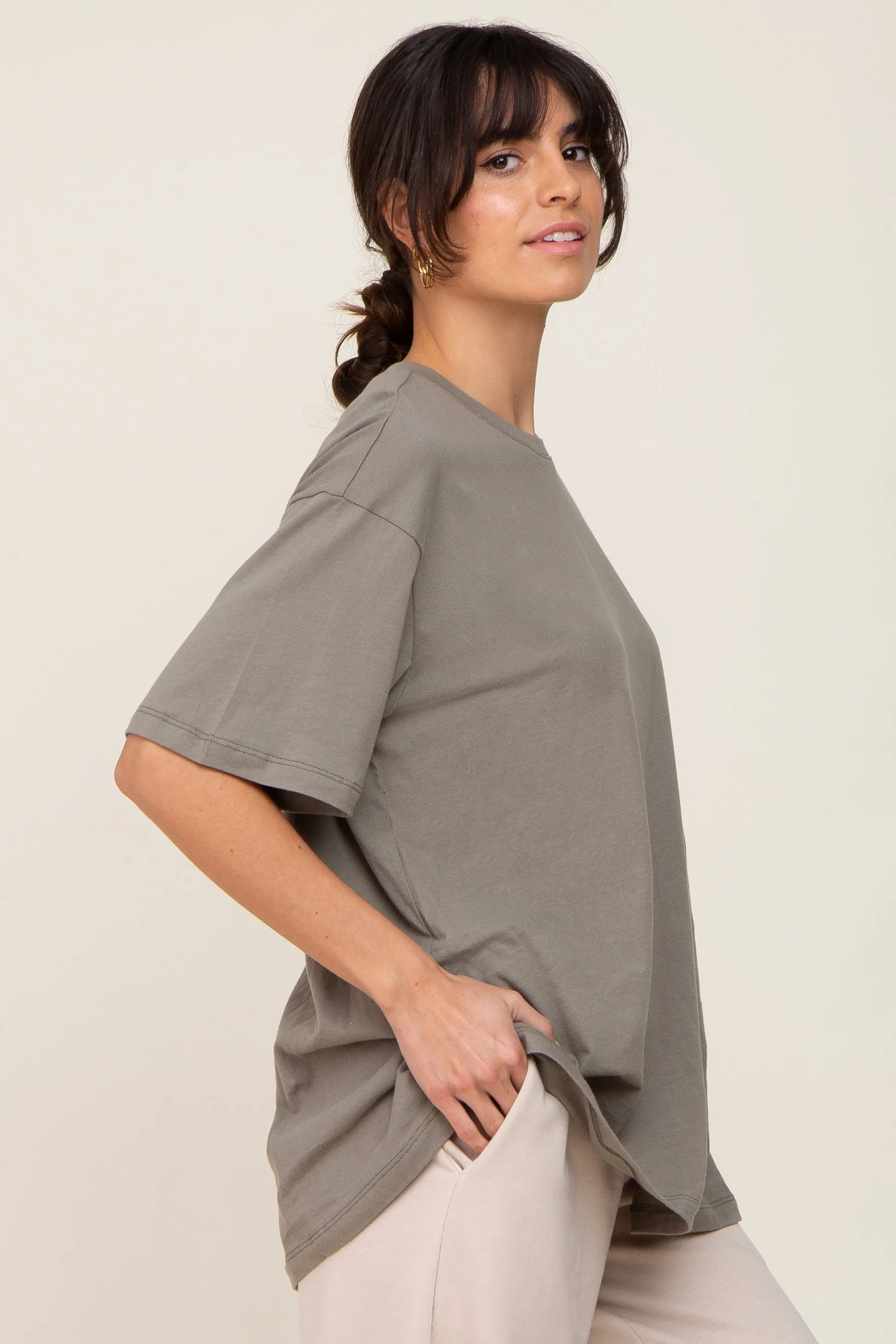 Olive Basic Oversized Tee sold by Pinkblush product image thumbnail 2