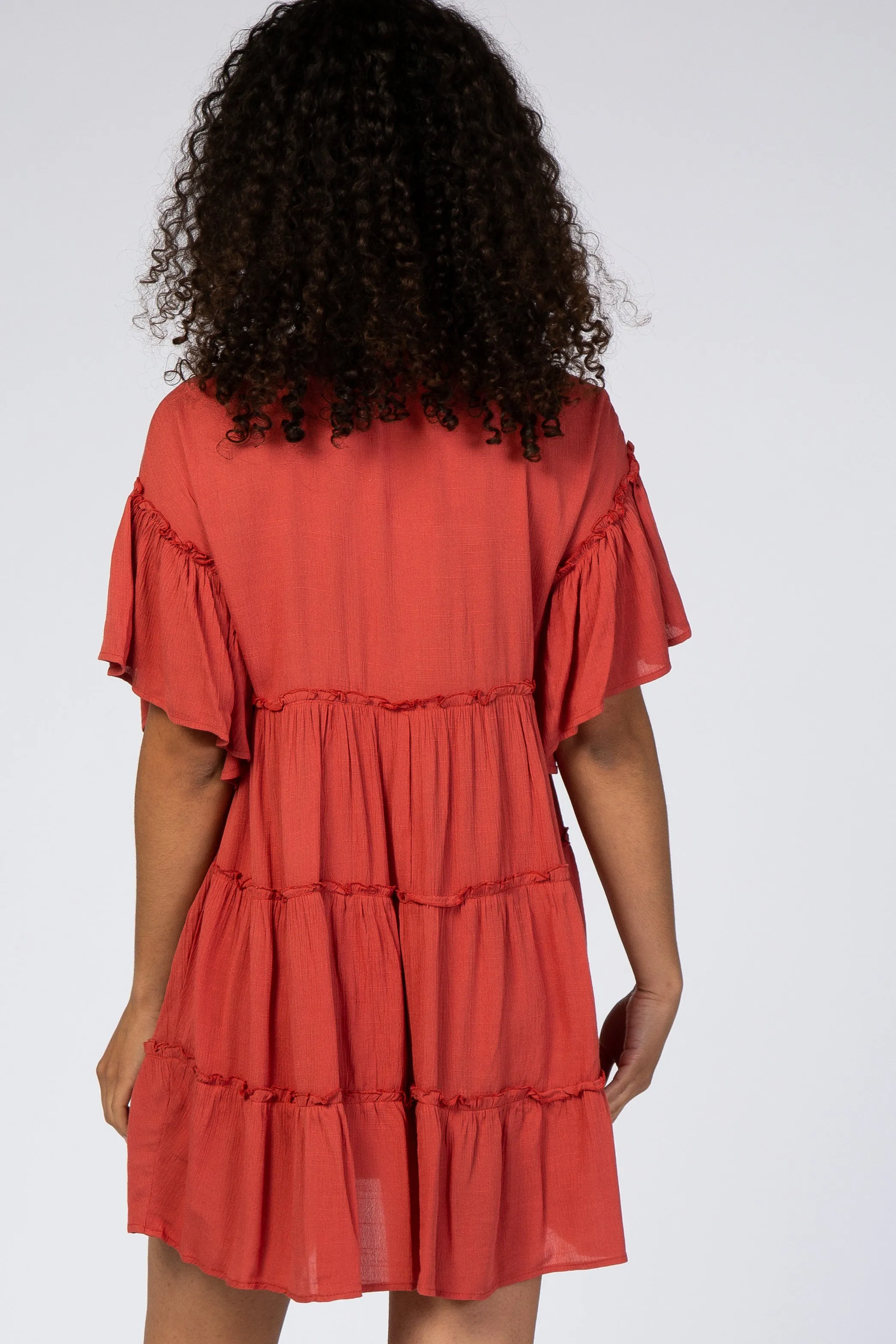 Rust Tiered Mini Dress sold by Pinkblush product image thumbnail 3