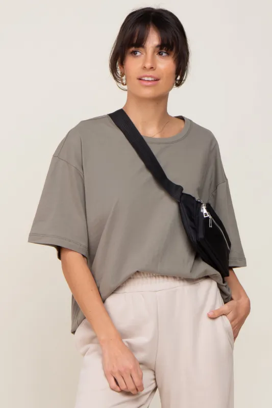 Olive Basic Oversized Tee sold by Pinkblush