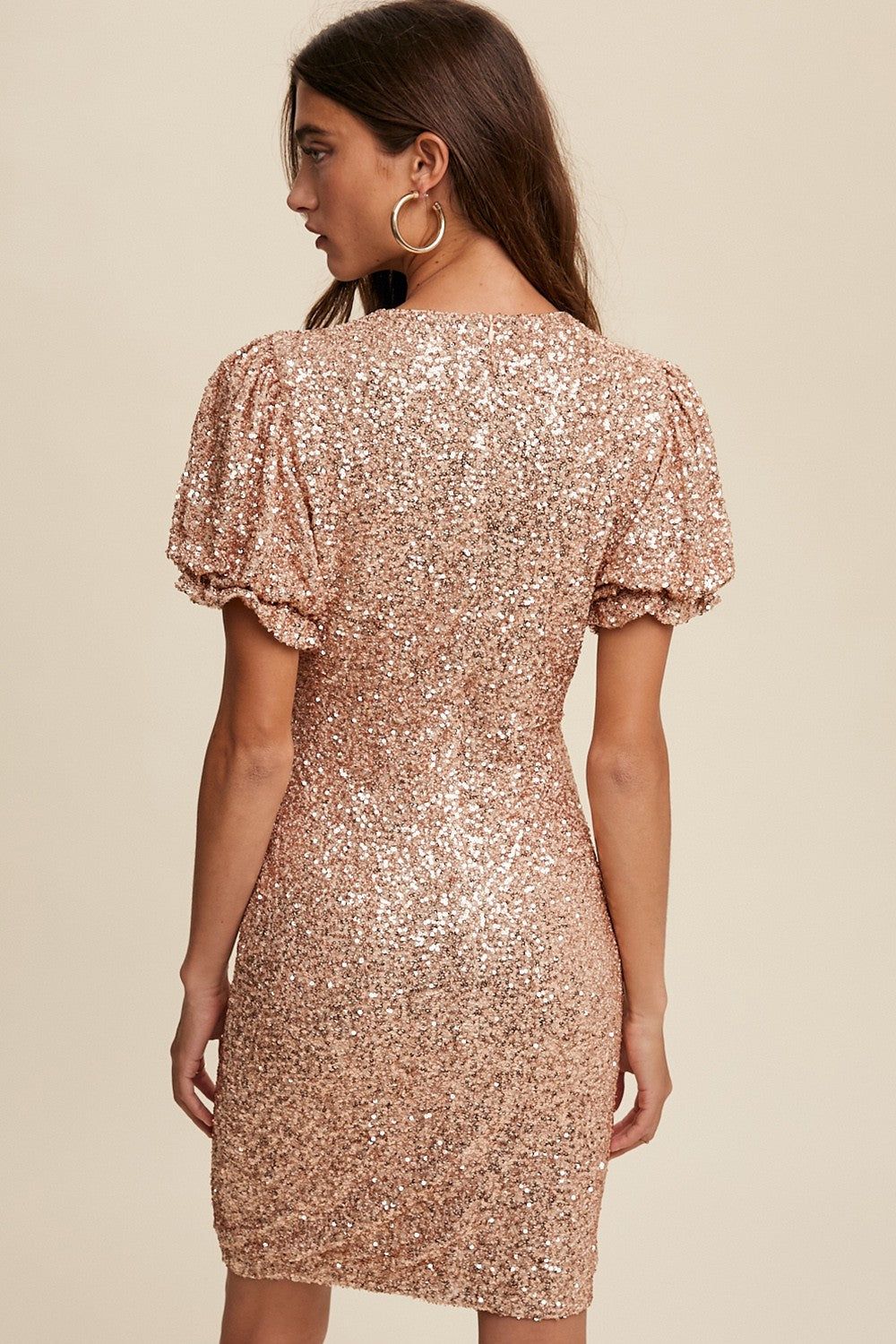 Gold Sequin Fitted Mini Dress sold by Pinkblush product image thumbnail 3