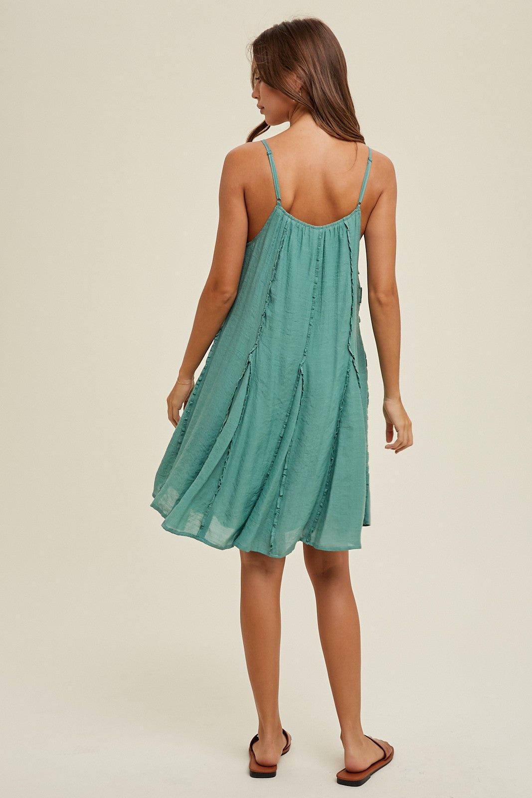 Pistachio Flared Mini Dress With Ruffle Detail sold by Pinkblush product image thumbnail 4