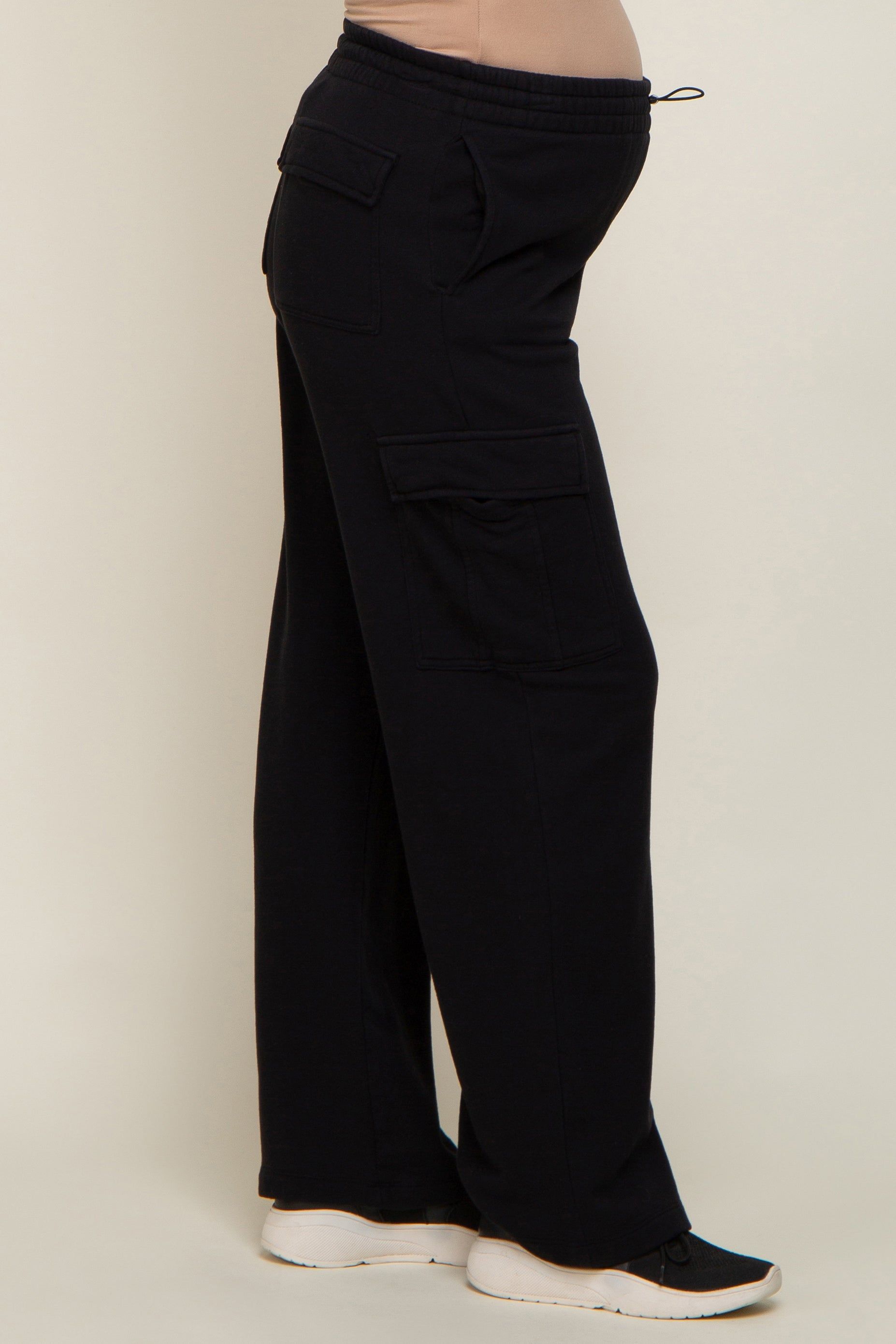 Black Pocketed Maternity Lounge Pants sold by Pinkblush product image thumbnail 3
