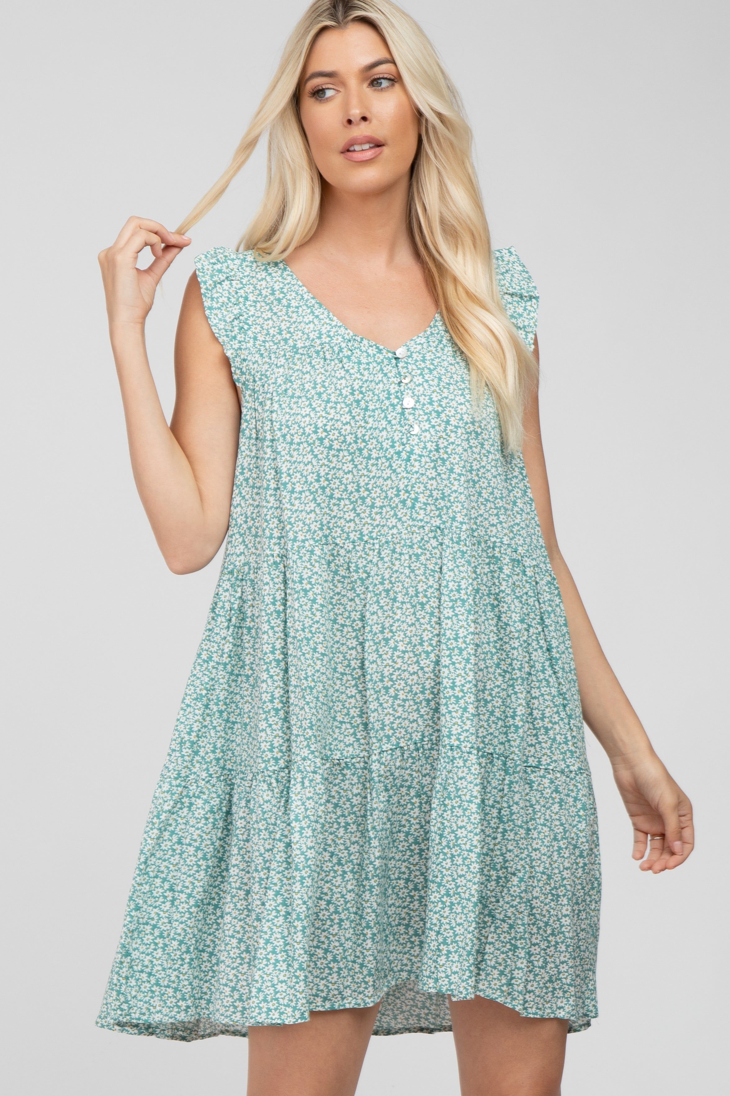 Mint Floral Print Tiered Dress sold by Pinkblush product image thumbnail 2