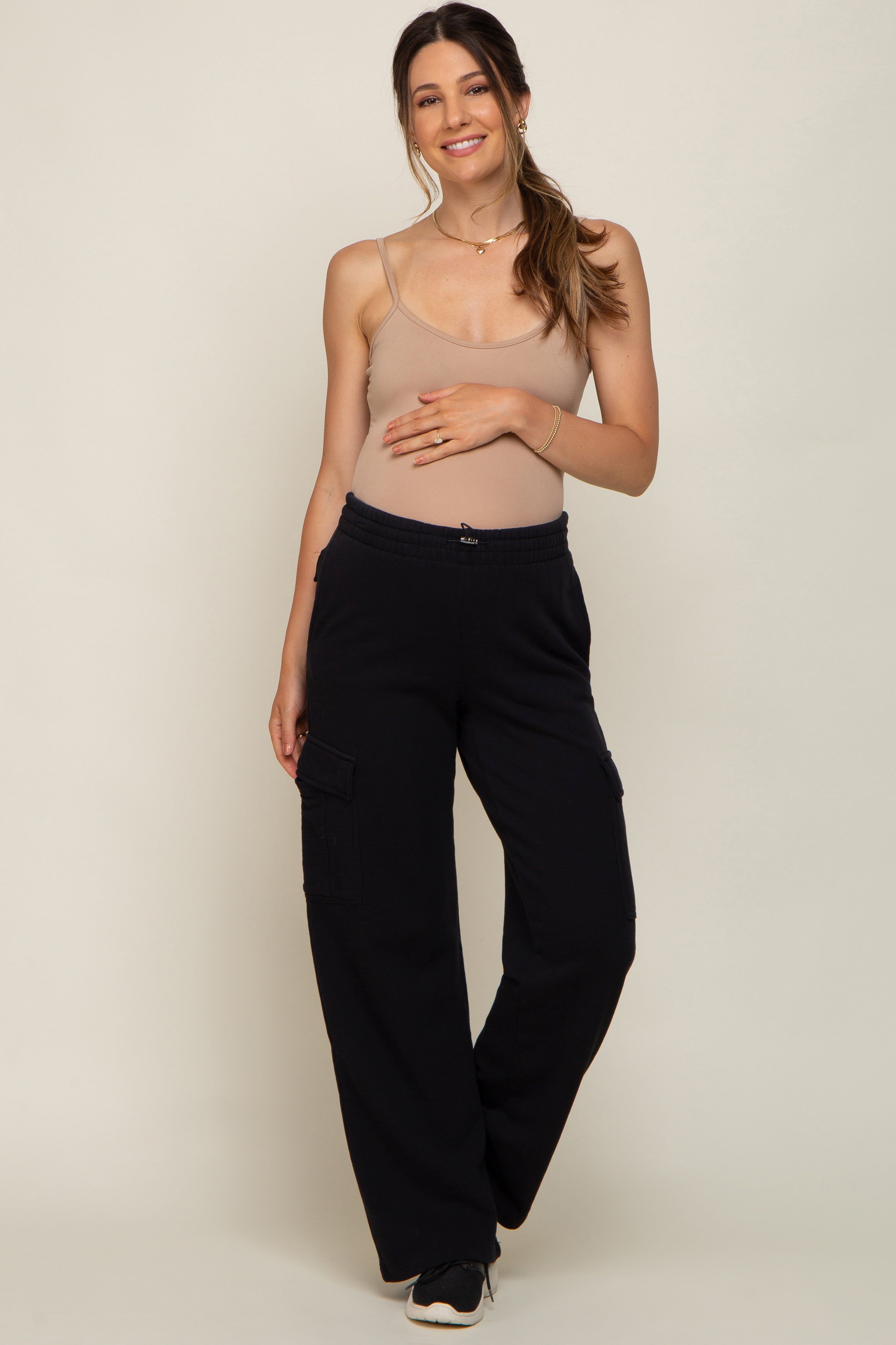 Black Pocketed Maternity Lounge Pants sold by Pinkblush product image thumbnail 5