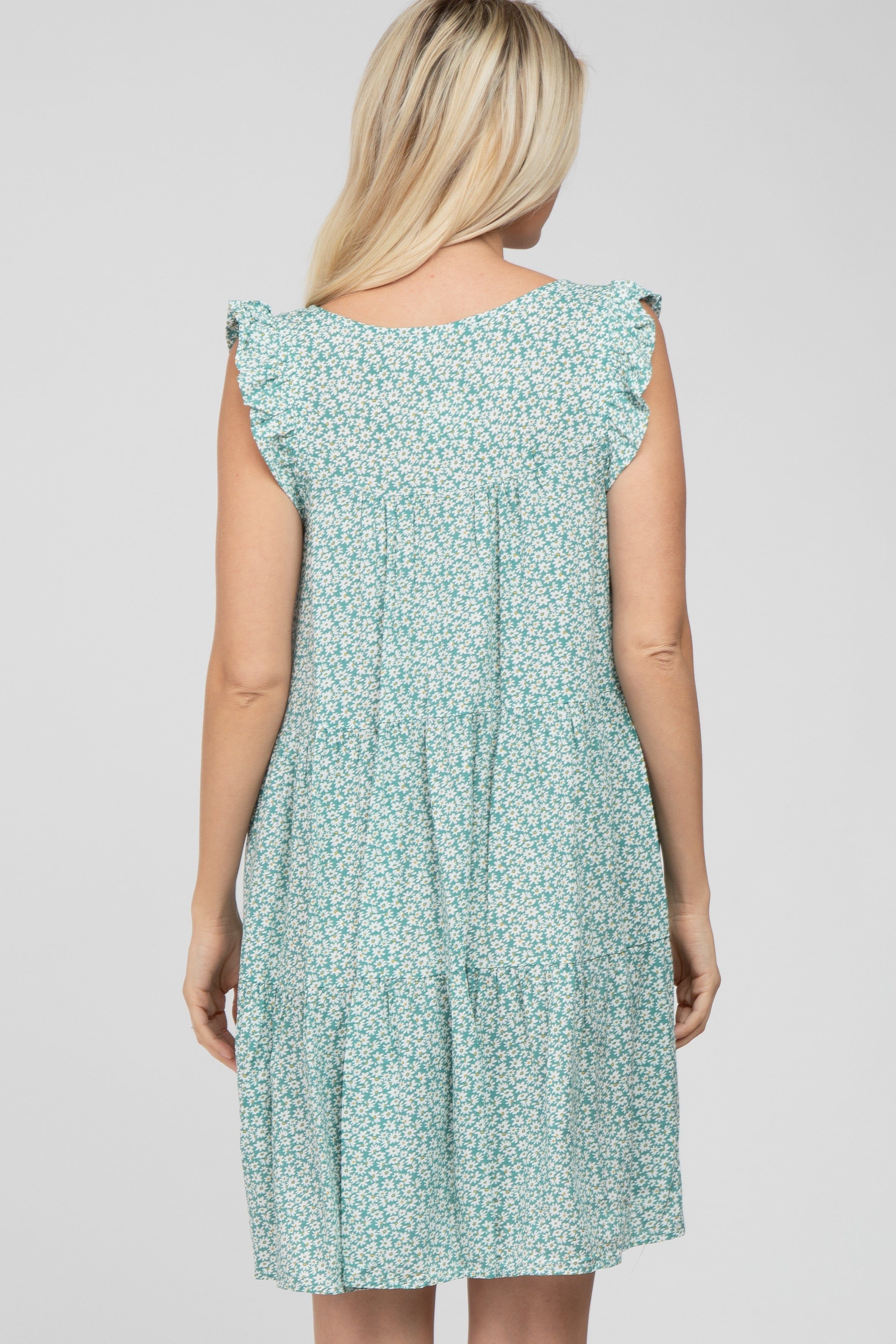 Mint Floral Print Tiered Dress sold by Pinkblush product image thumbnail 4