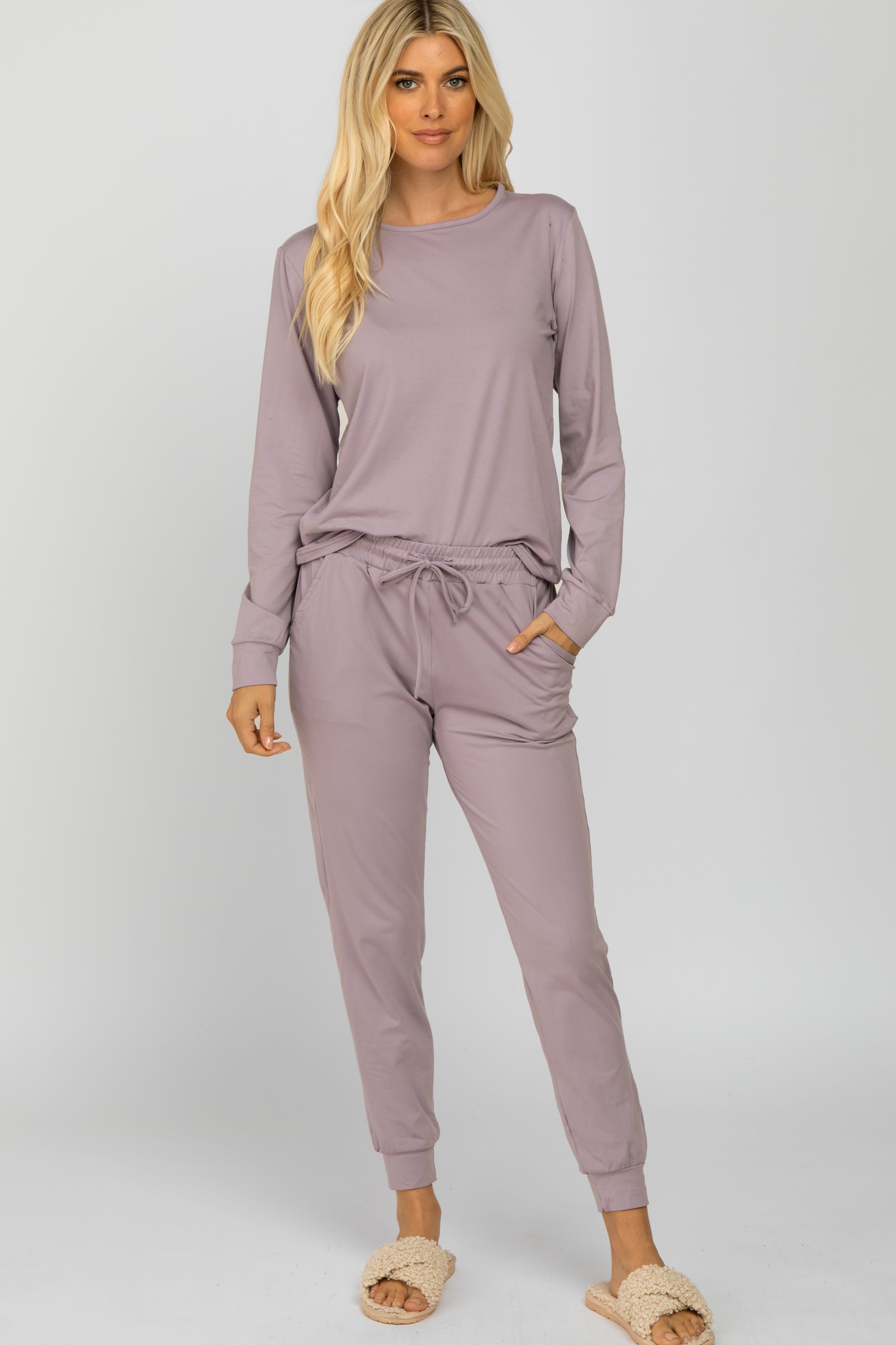 Lavender Soft Knit Jogger Lounge Set sold by Pinkblush product image thumbnail 2