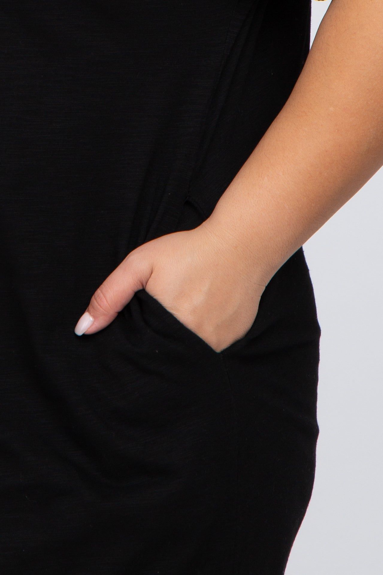 Black Button Neck Round Hem Plus Dress sold by Pinkblush product image thumbnail 4