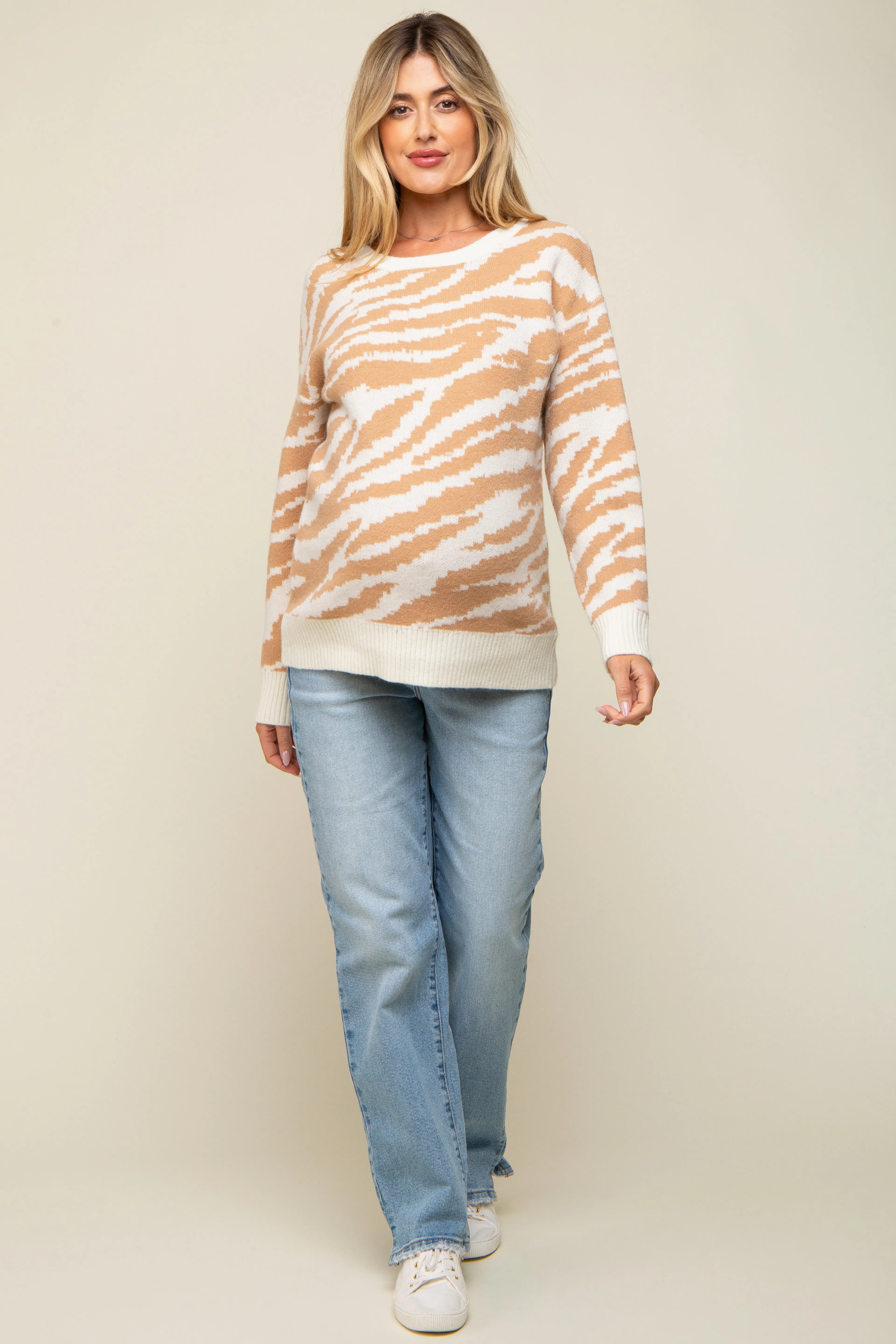 Taupe Animal Print Maternity Sweater sold by Pinkblush product image thumbnail 4