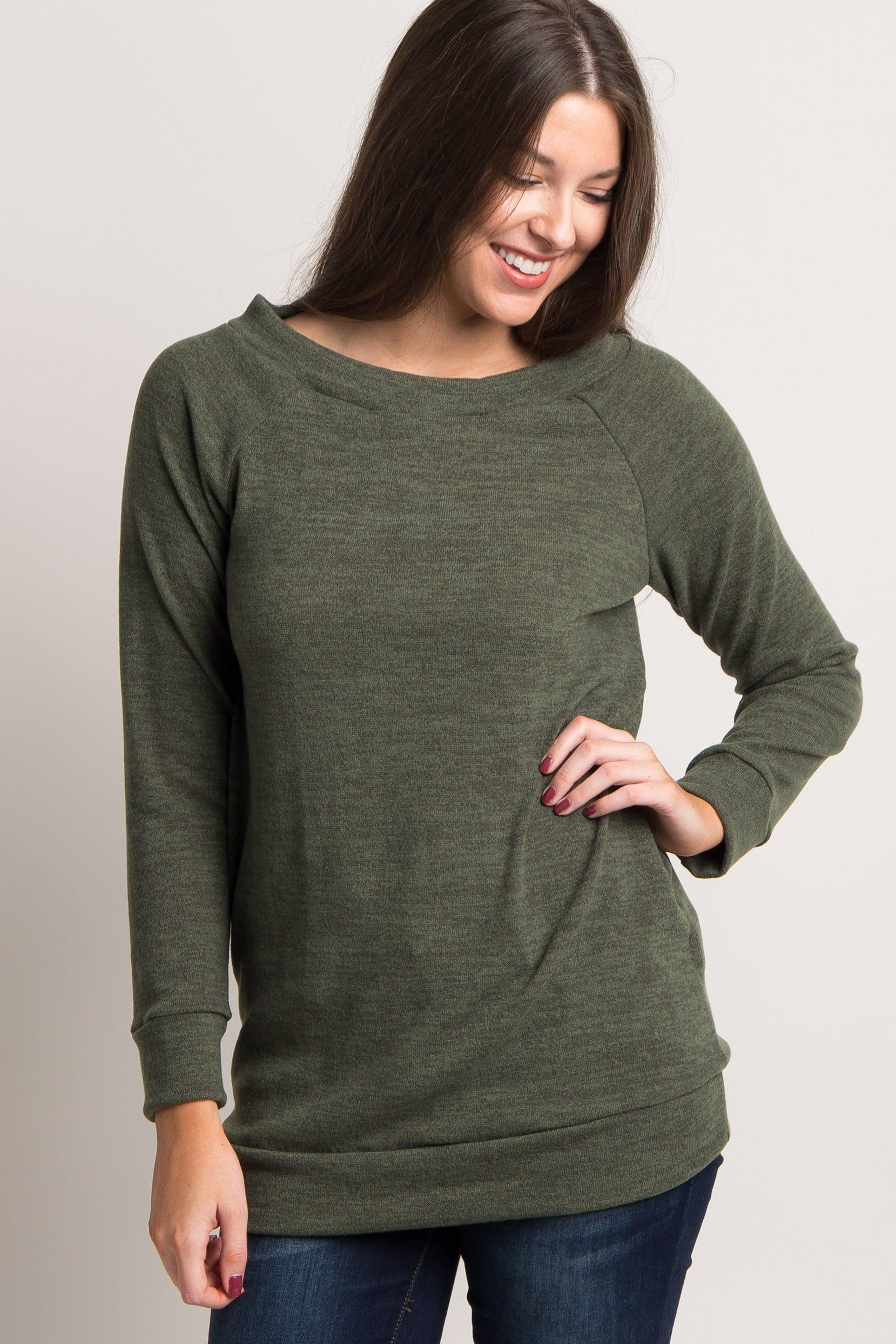 Olive Basic Sweater sold by Pinkblush