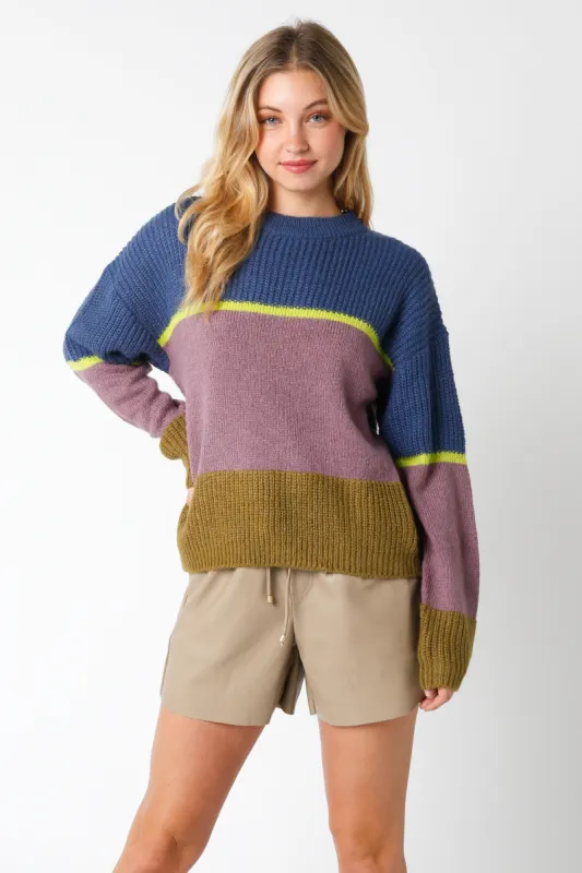 Blue Purple Colorblock Sweater sold by Pinkblush