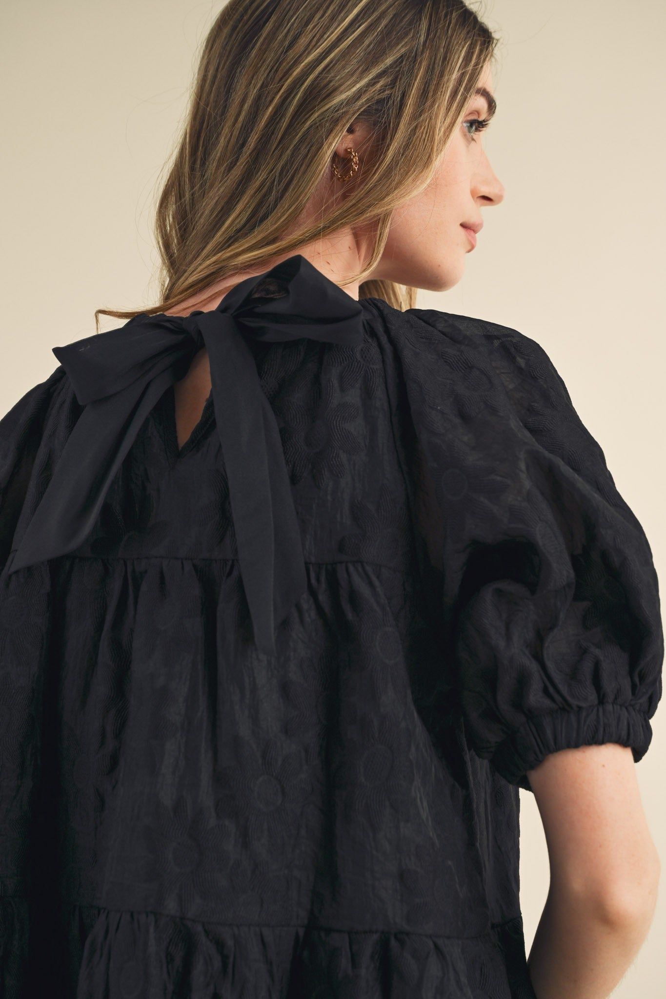 Black Organza Jacquard Babydoll Dress sold by Pinkblush product image thumbnail 3