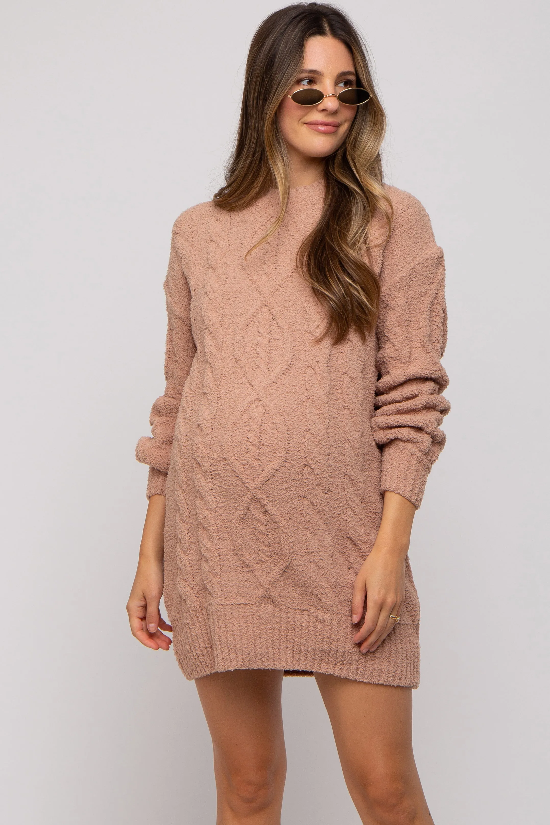 Camel Soft Knit Maternity Sweater Dress sold by Pinkblush product image thumbnail 2