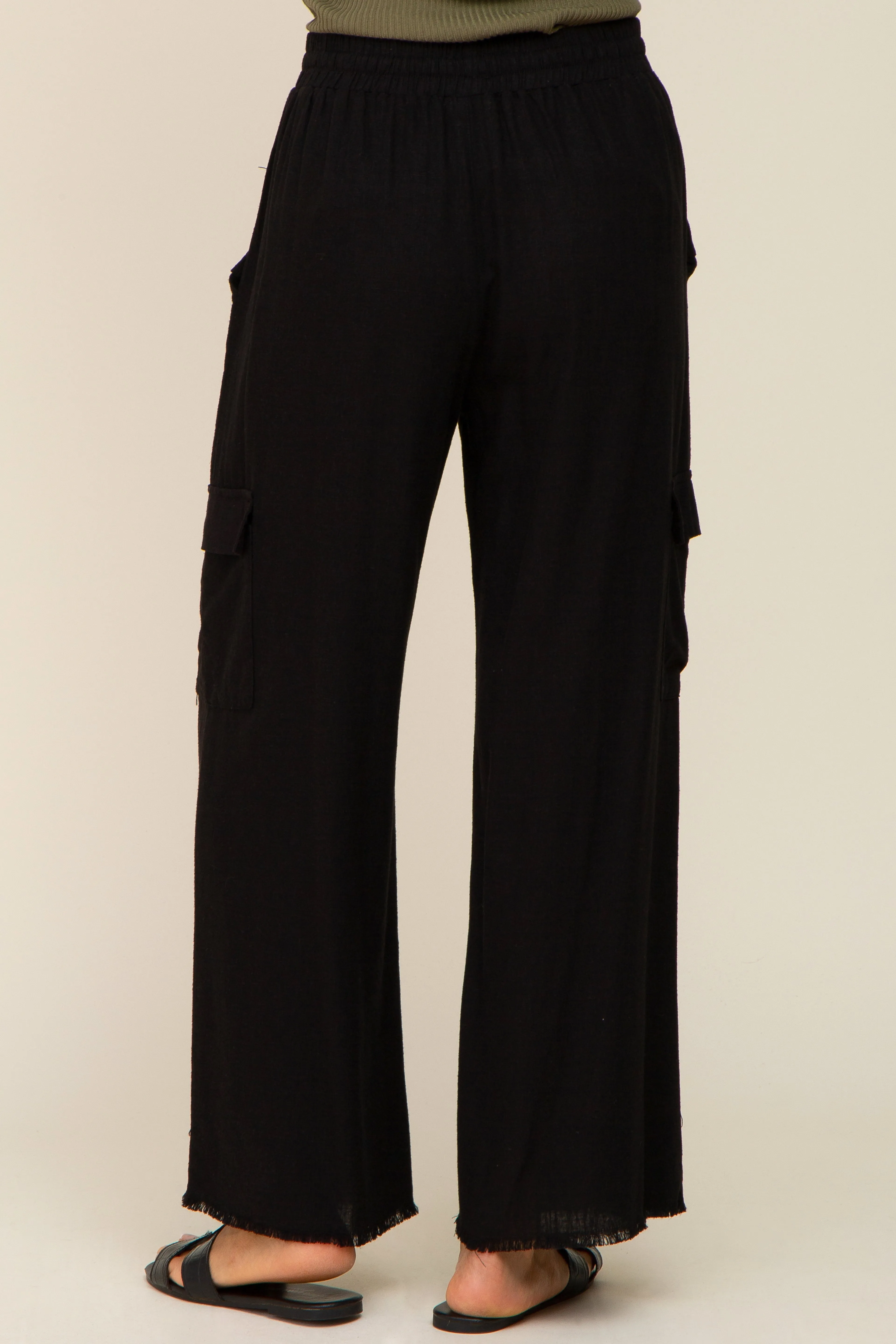 Black Raw Hem Cargo Pants sold by Pinkblush product image thumbnail 4