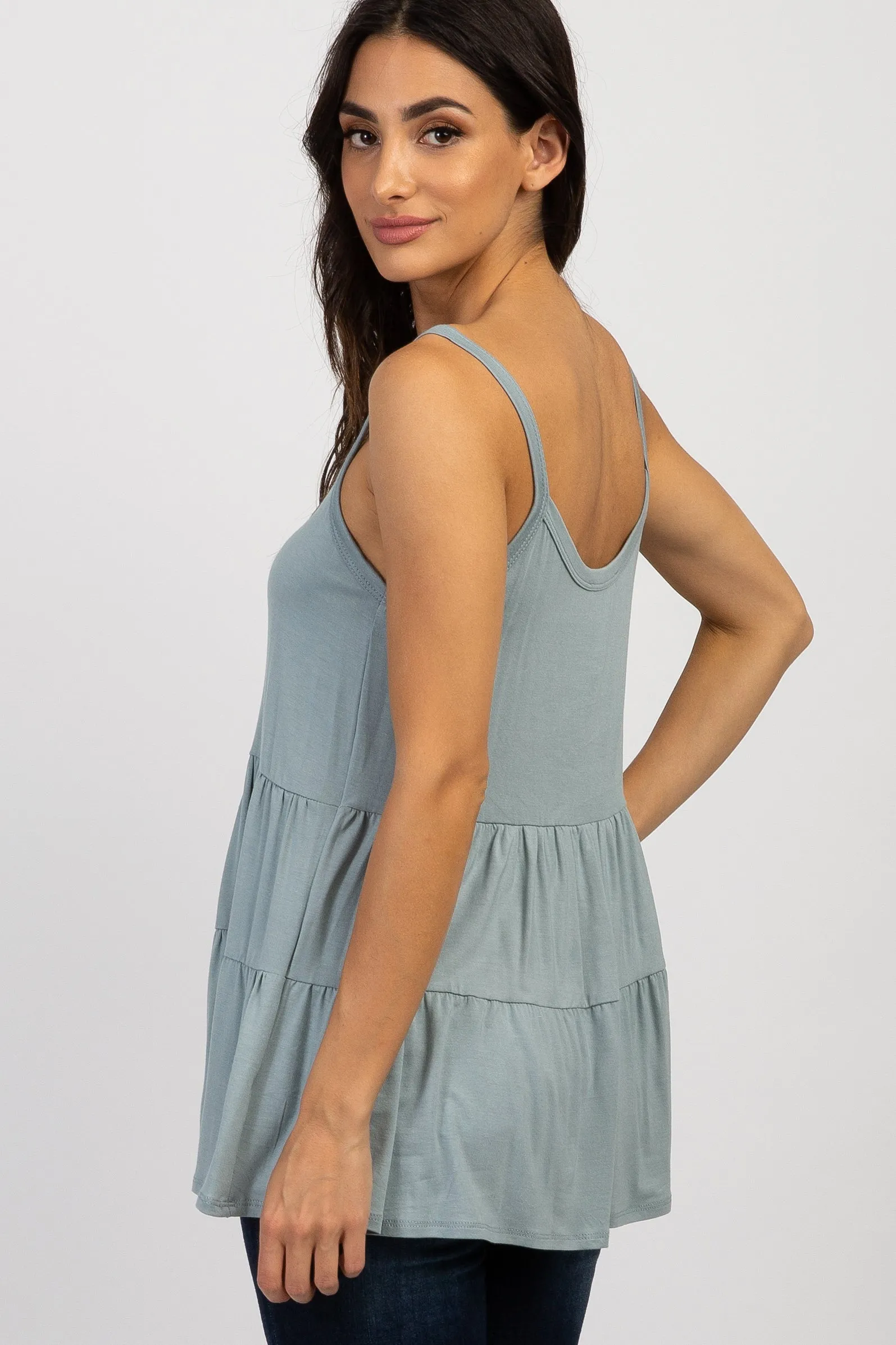 Light Blue Solid Ruffle Peplum Top sold by Pinkblush product image thumbnail 3