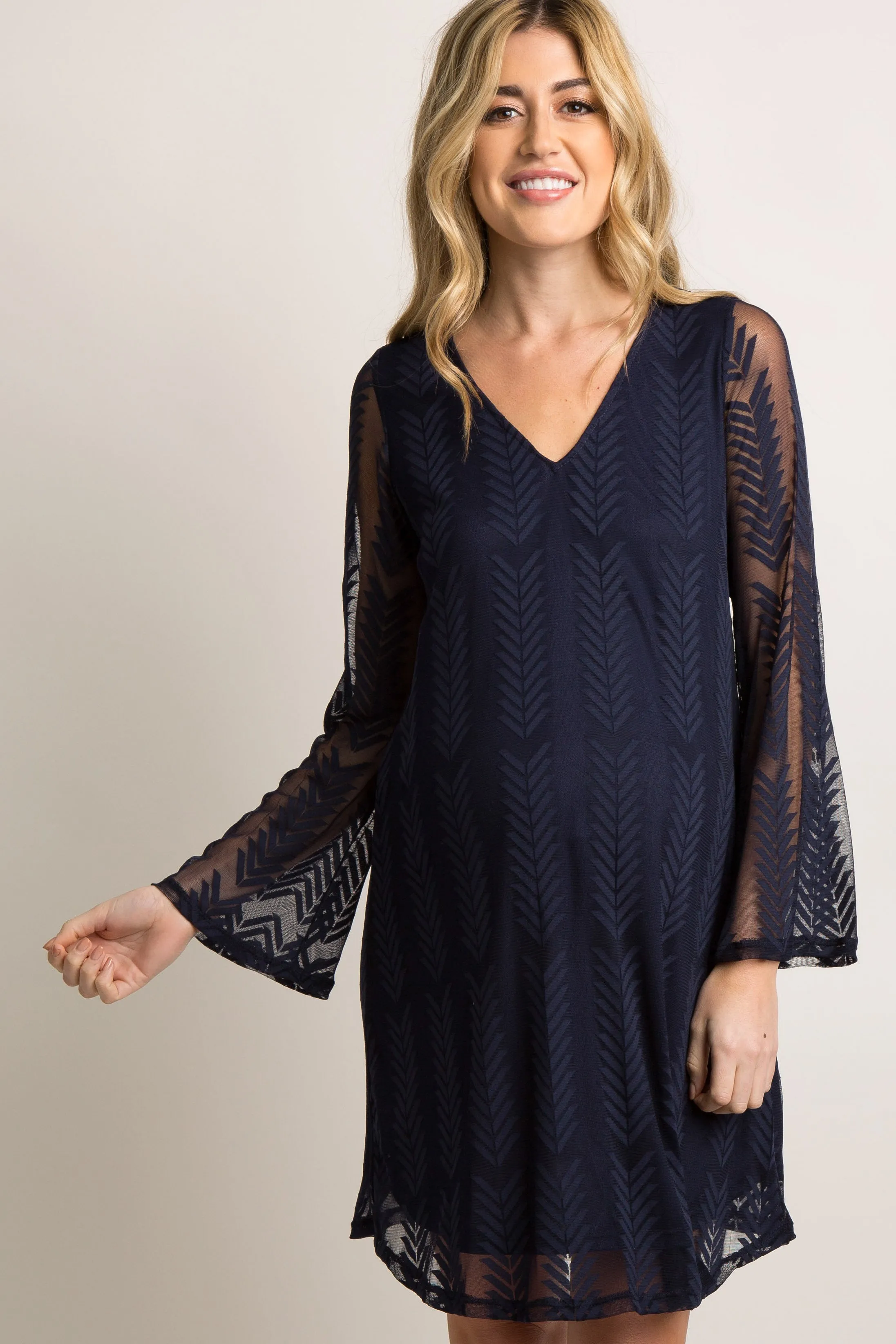PinkBlush Navy Mesh Overlay Maternity Dress sold by Pinkblush