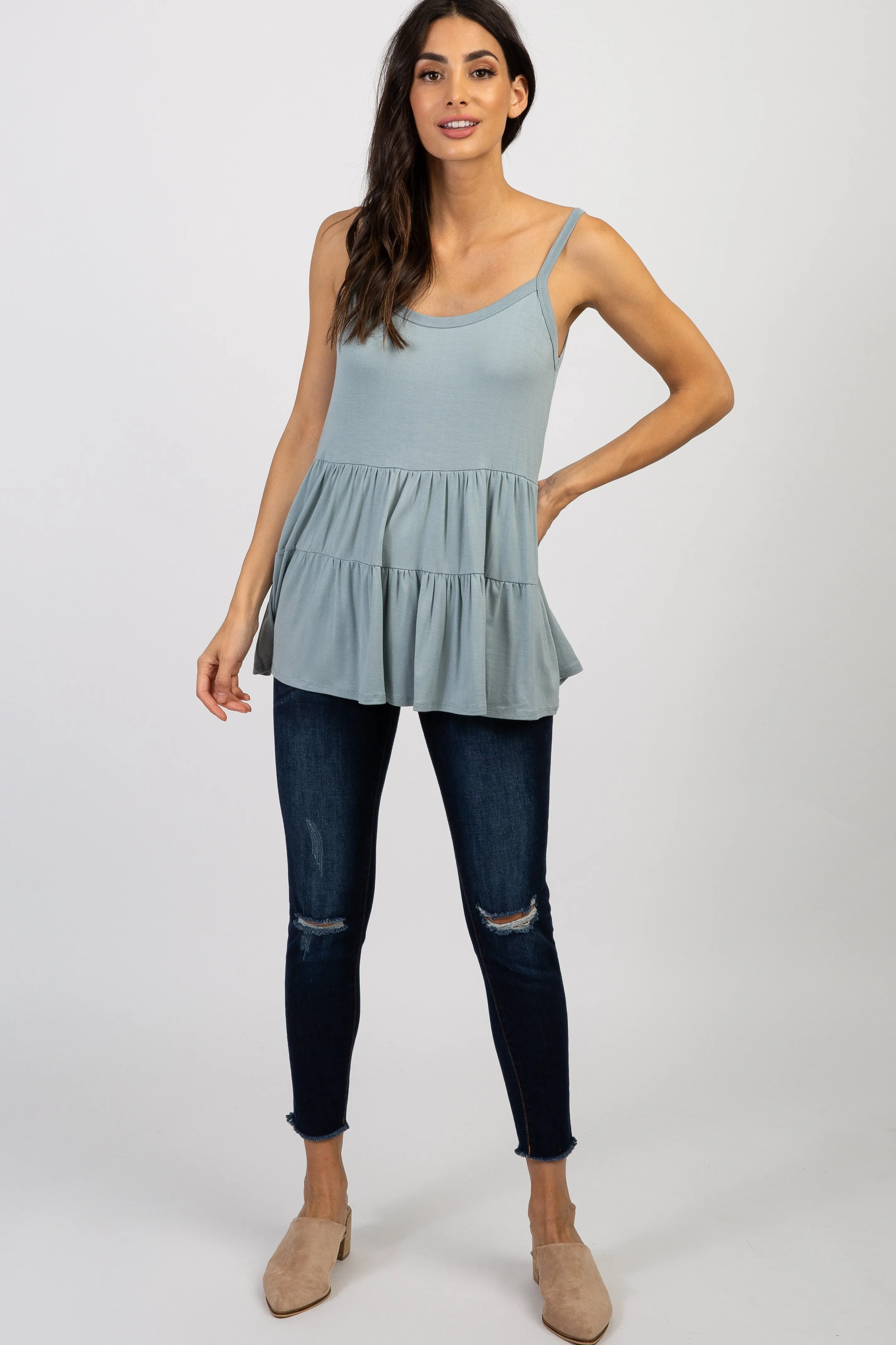 Light Blue Solid Ruffle Peplum Top sold by Pinkblush product image thumbnail 4